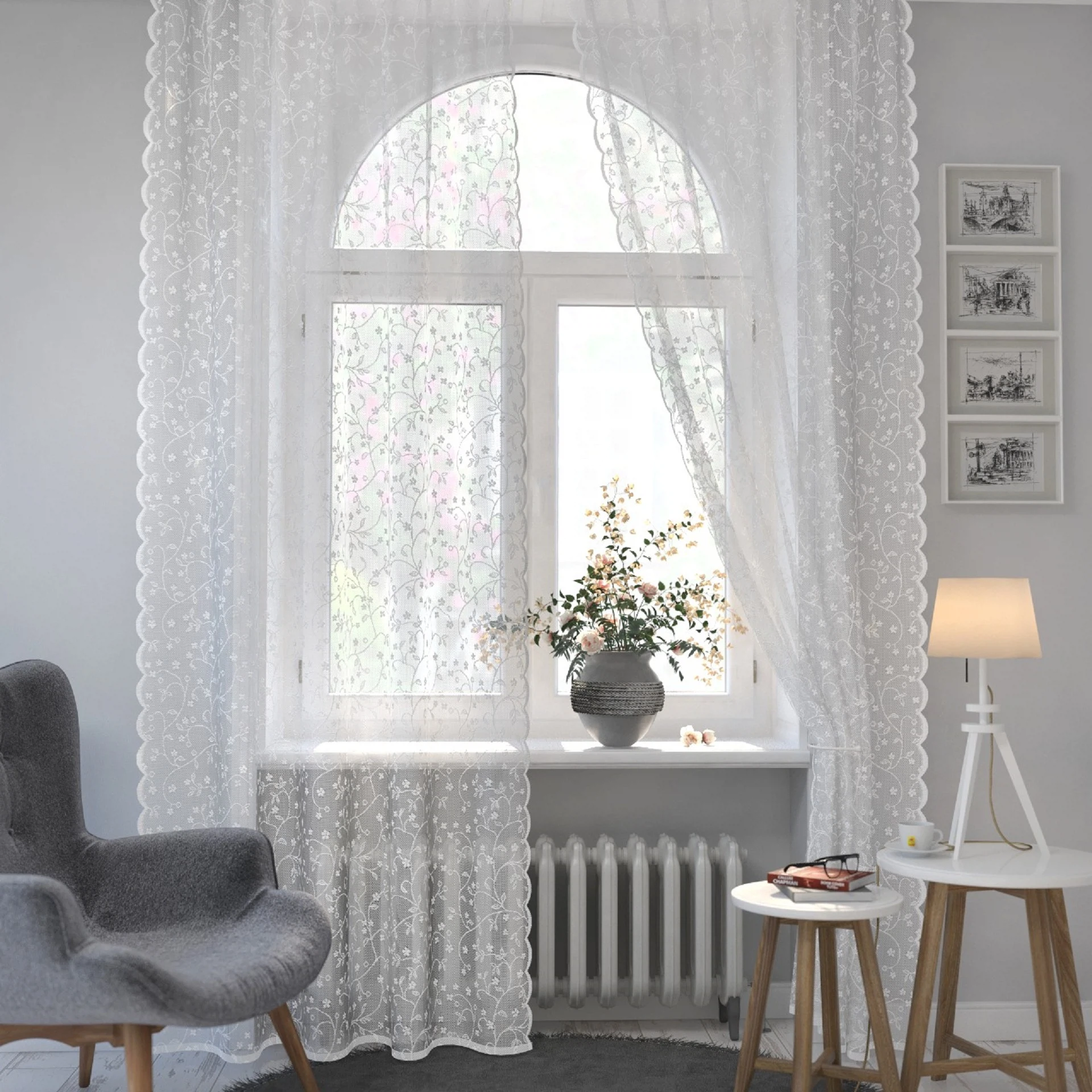 Изображение товара Тюль АБЕЛИЯ РАУНД 165х300 см белый - классический стиль