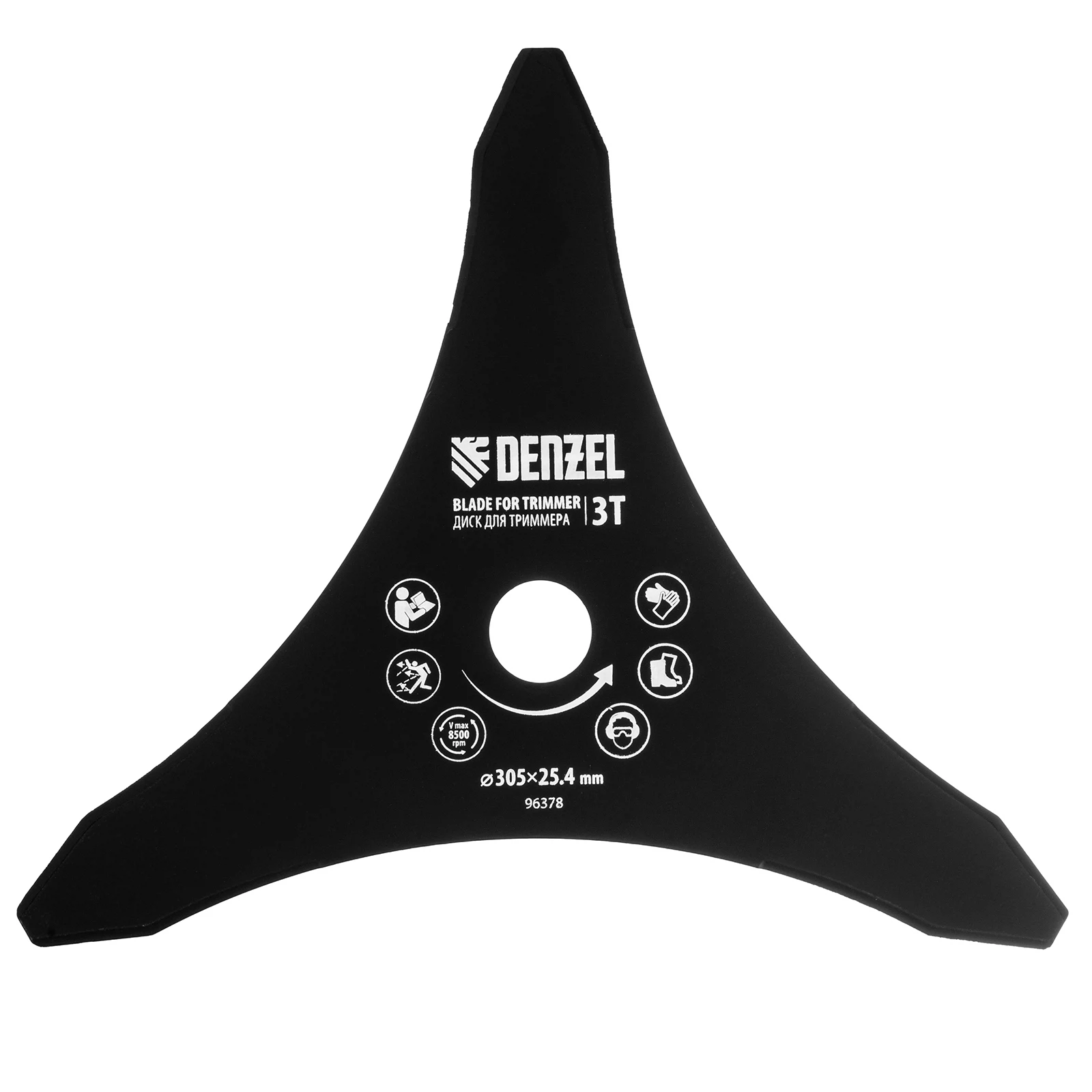 Изображение товара Диск для триммера, 305 х 25,4 мм, толщина 1,6 мм, 3 лезвия, Denzel 96378