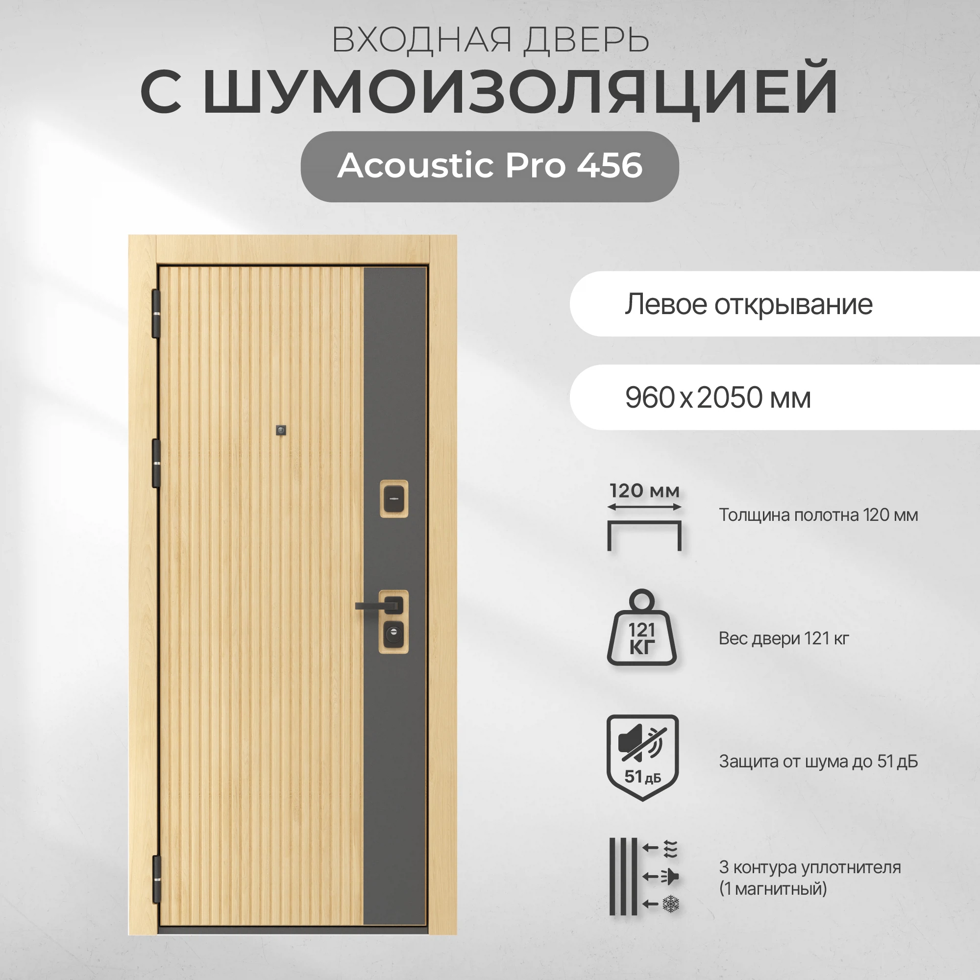 Изображение товара Дверь входная для квартиры BERSERKER Acoustic PRO 456 левая 960*2050