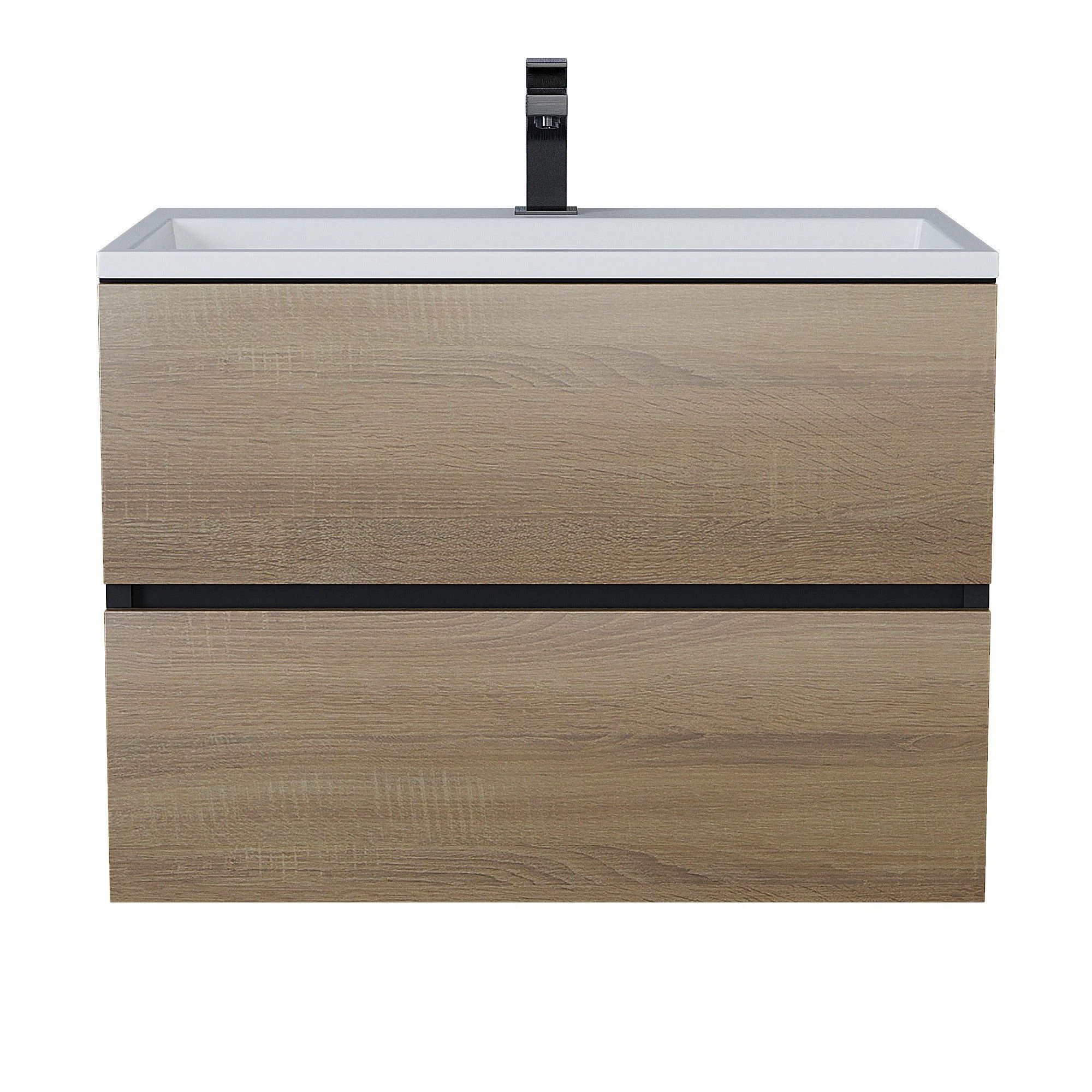 Изображение товара Тумба с раковиной для ванной Uperwood Barsa 70x45 см, черная/дуб сонома