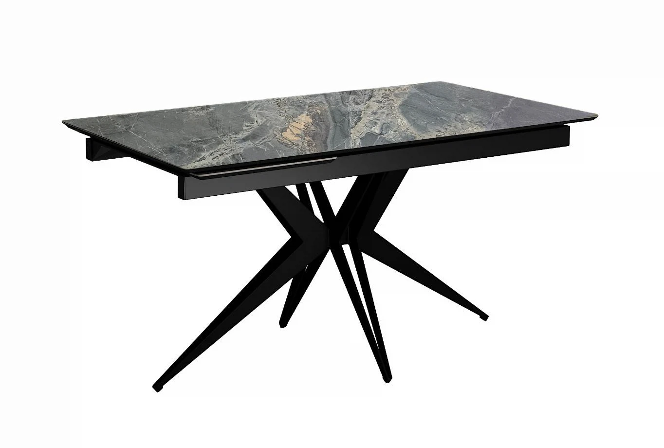 Изображение товара Стол DikLine DKS140 керамика Nebula Gold (мрамор глянец серый), подстолье черное, опоры черные
