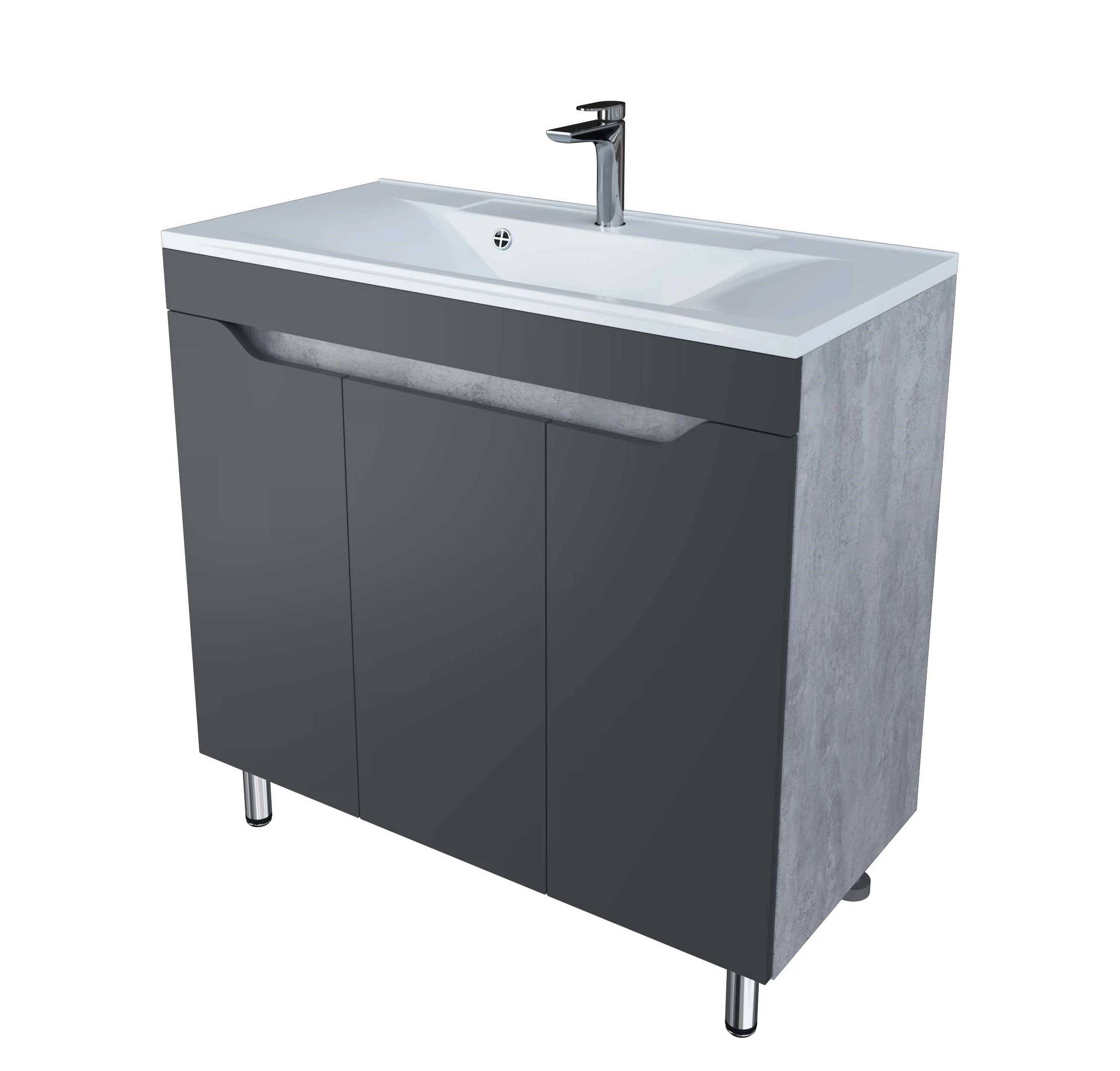 Изображение товара Тумба "Абигель 90", 3 двери, серый / цемент, Milen 90, Stella Polar, SP-00001126