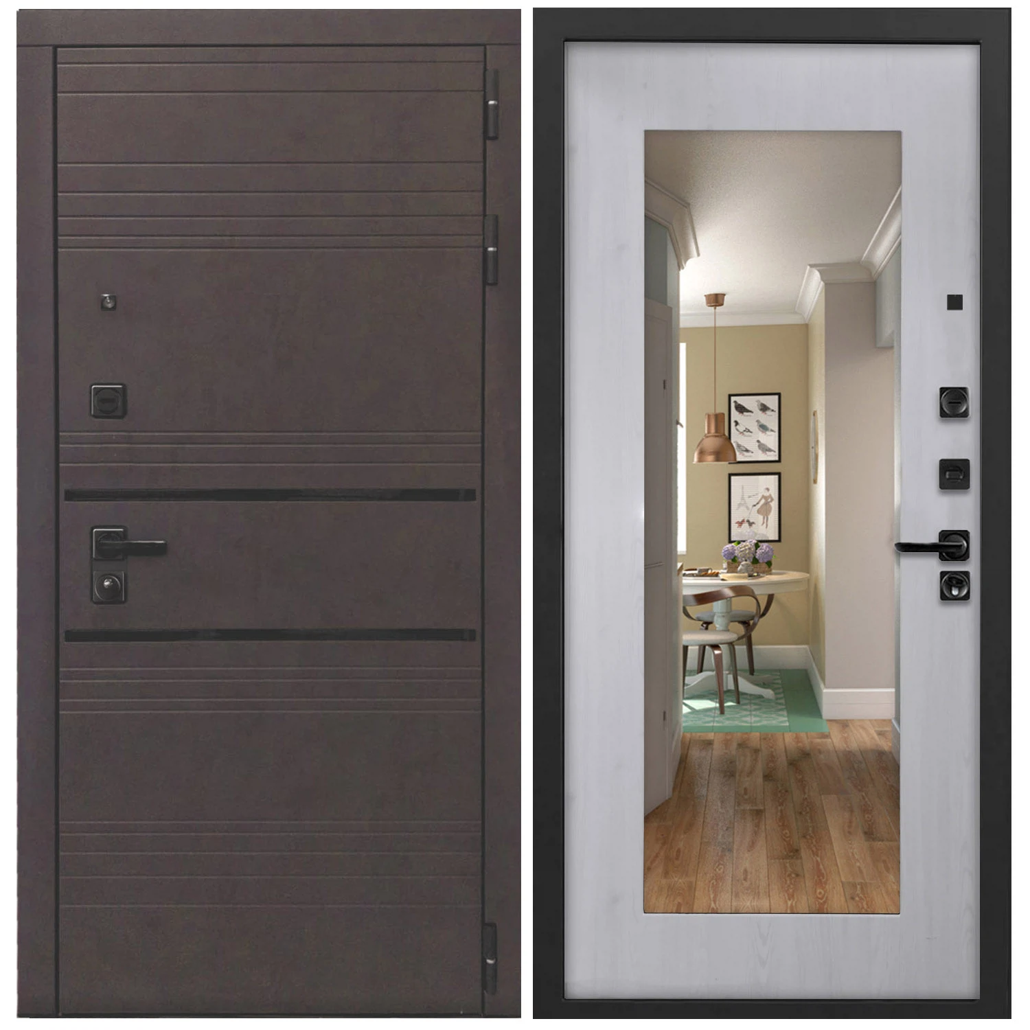 Изображение товара Дверь входная 860x2050 мм правая бетон графит и сосна прованс Дверипро