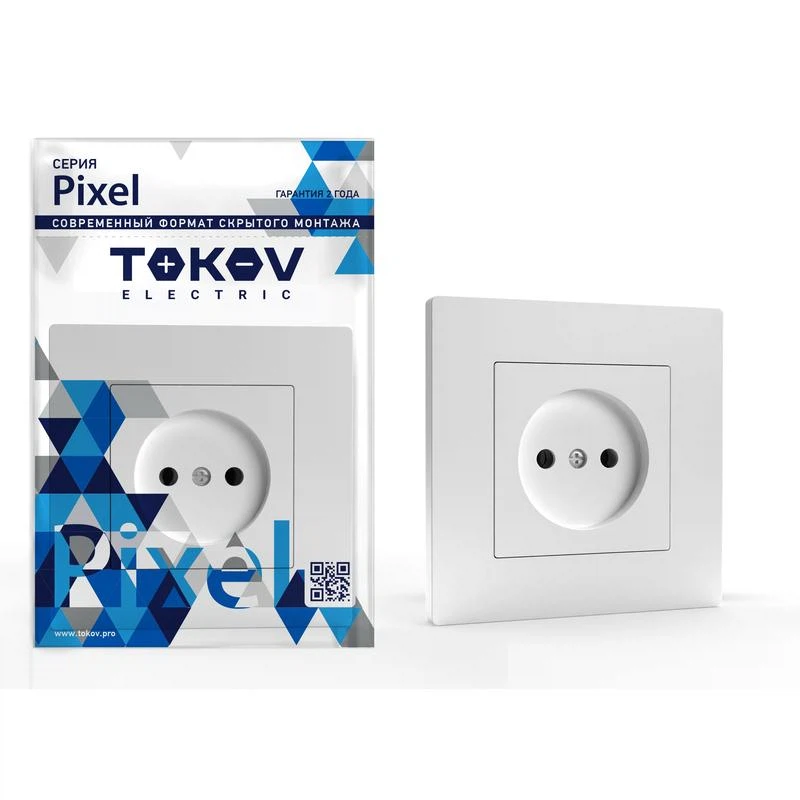 Изображение товара Розетка 1-м СП Pixel 16А IP20 без заземл. в сборе бел.