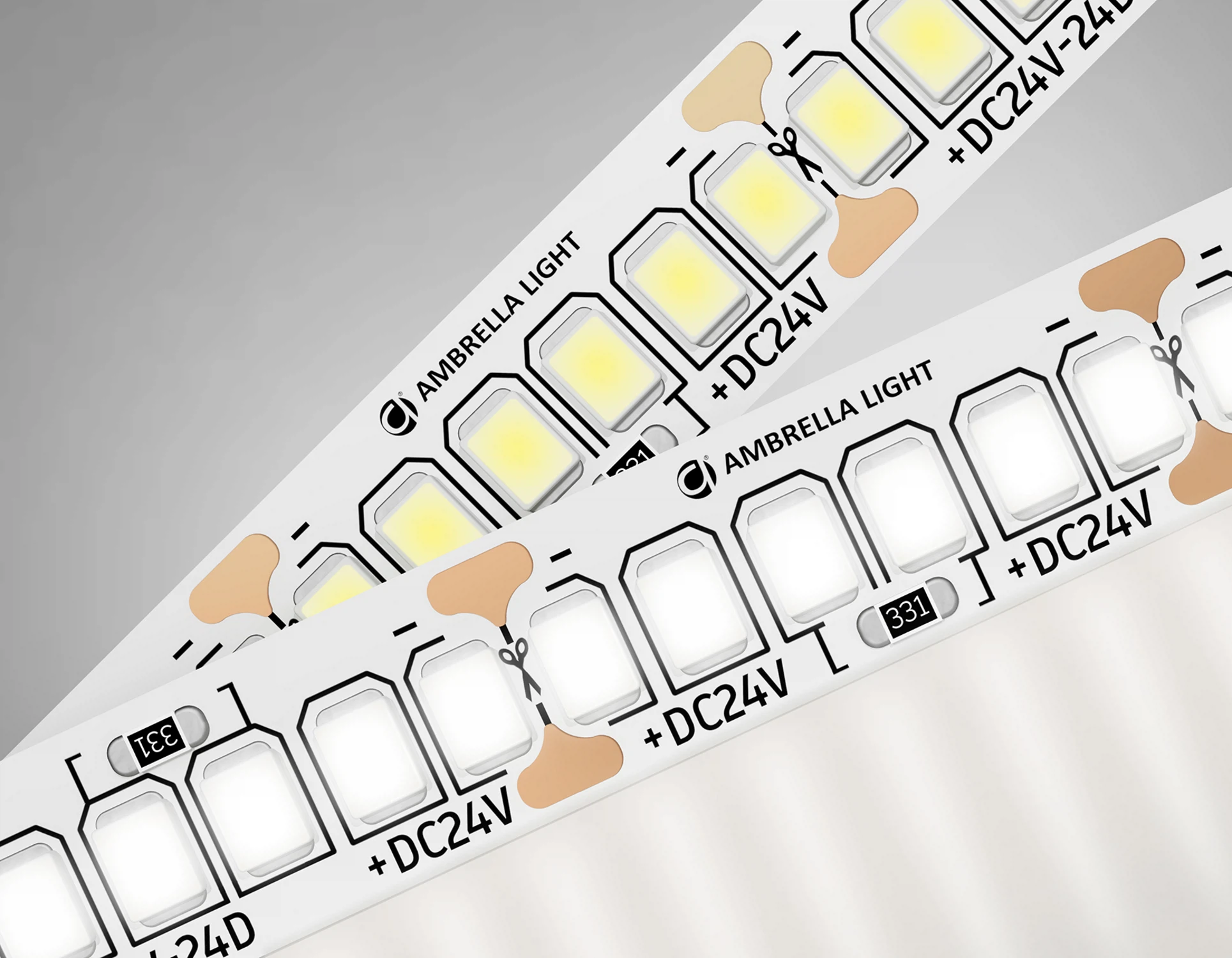 Изображение товара Светодиодная лента AMBRELLA LIGHT GS3402 2835 240Led/ 20W m/ 24V IP20 4500K/ 5000*10*1.2mm/ кратность резки 25mm (2 конт.)