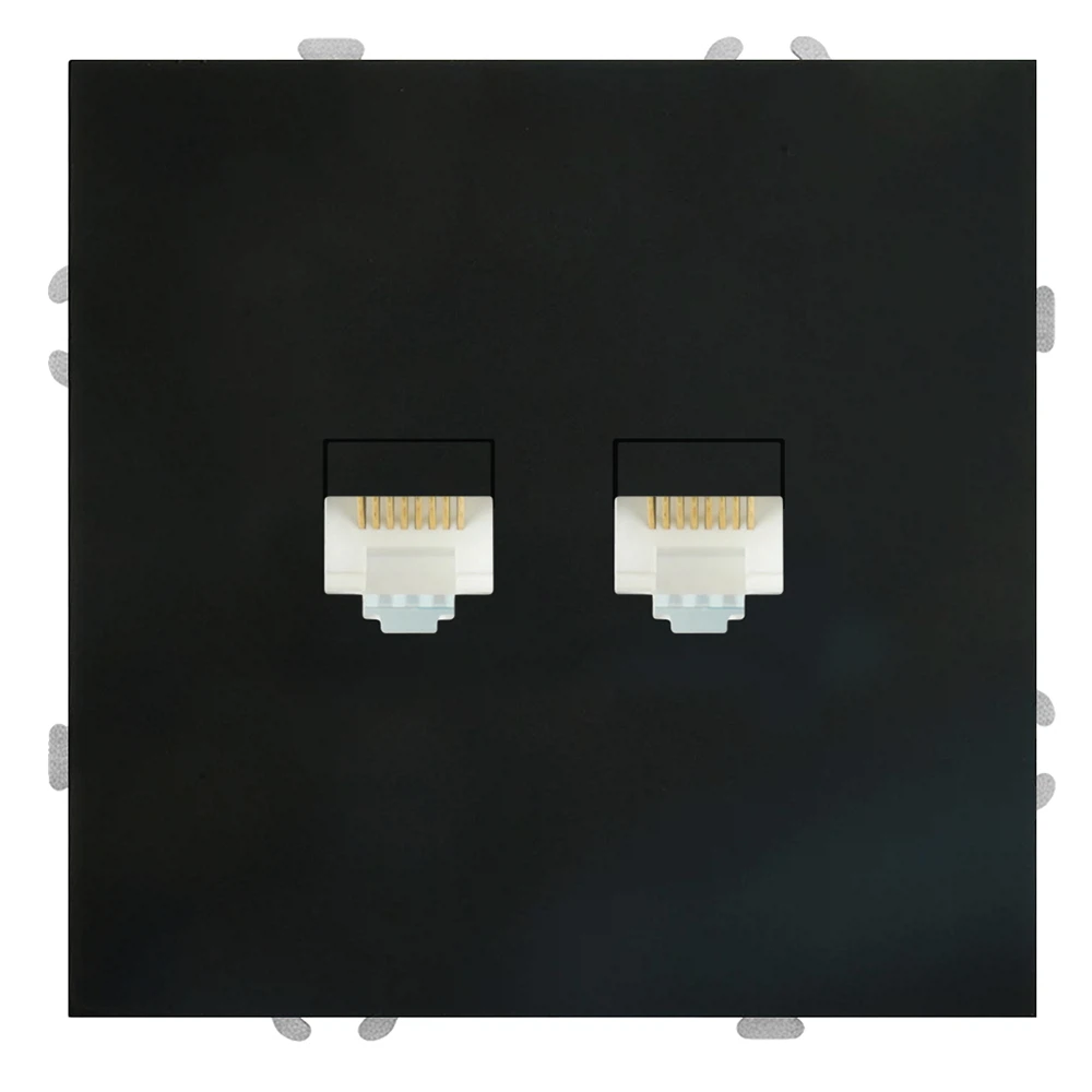 Изображение товара Розетка компьютерная 2-местная RJ-45 (механизм), STEKKER, серия Эмили, RST00-5111-05, черный уголь, soft touch