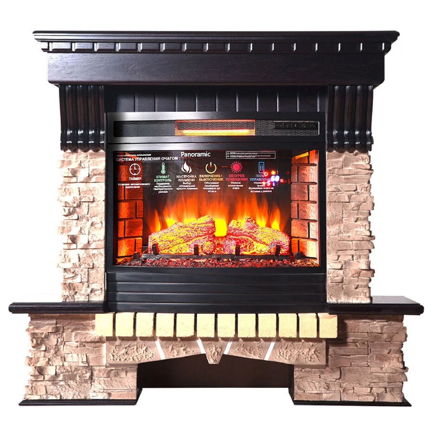 Изображение товара Каминокомплект: Экстер Прованс с Panoramic25 LED FX темный дуб