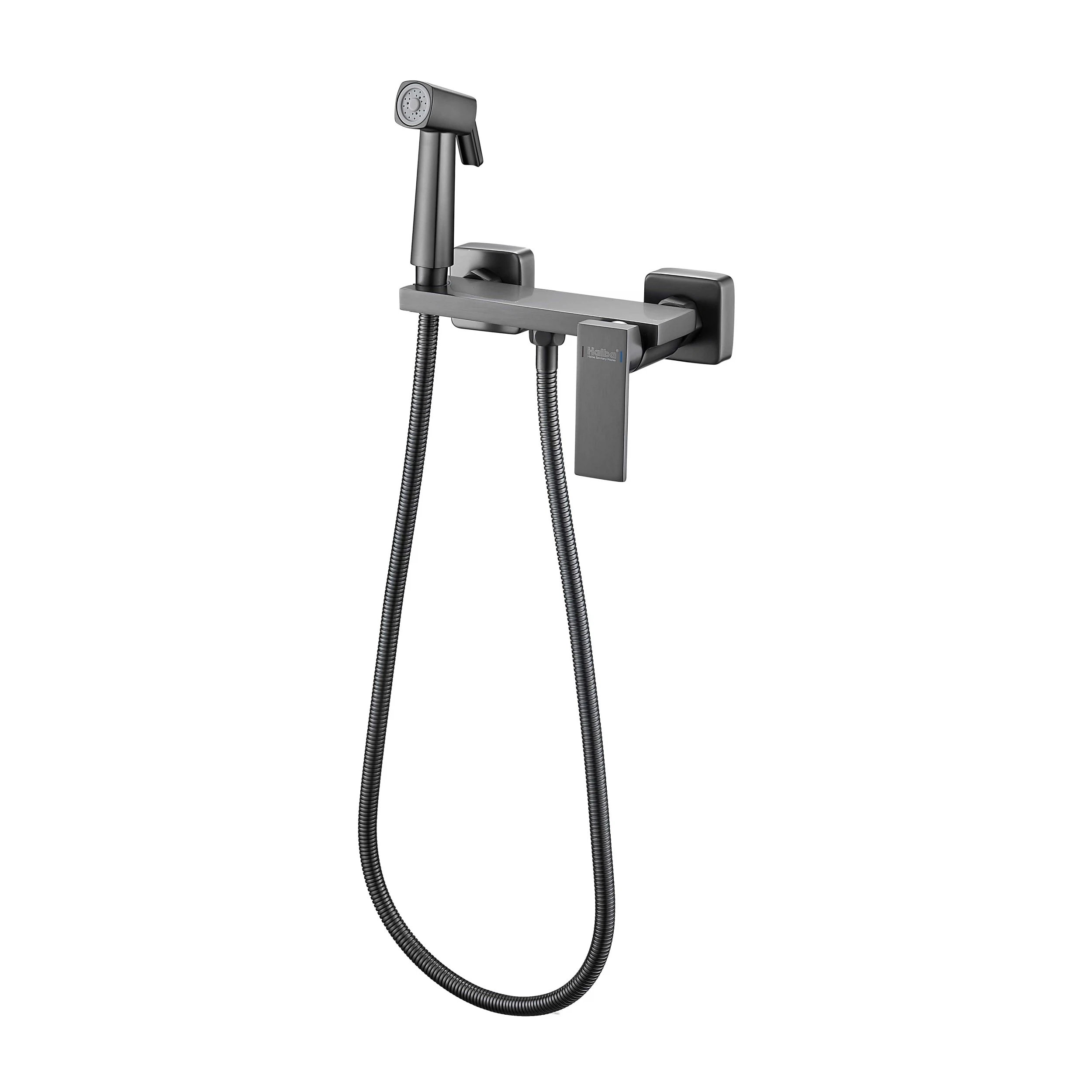 Изображение товара Гигиенический душ со смесителем Haiba HB5517-3, оружейная сталь