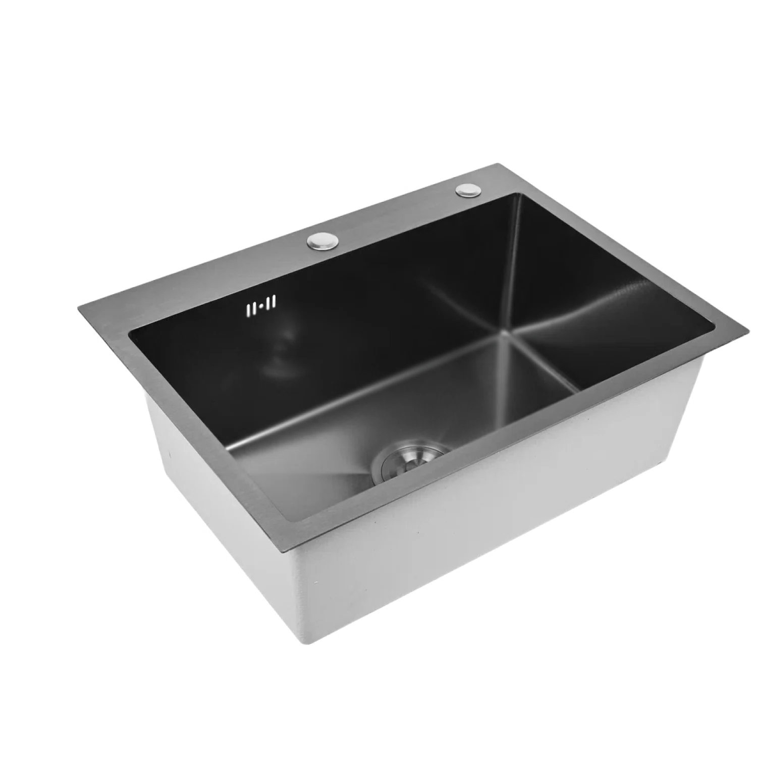 Изображение товара Мойка для кухни нержавеющая 60х50, с PVD покрытием графит. Сифон с ведерком. WS36050B/W02-114B