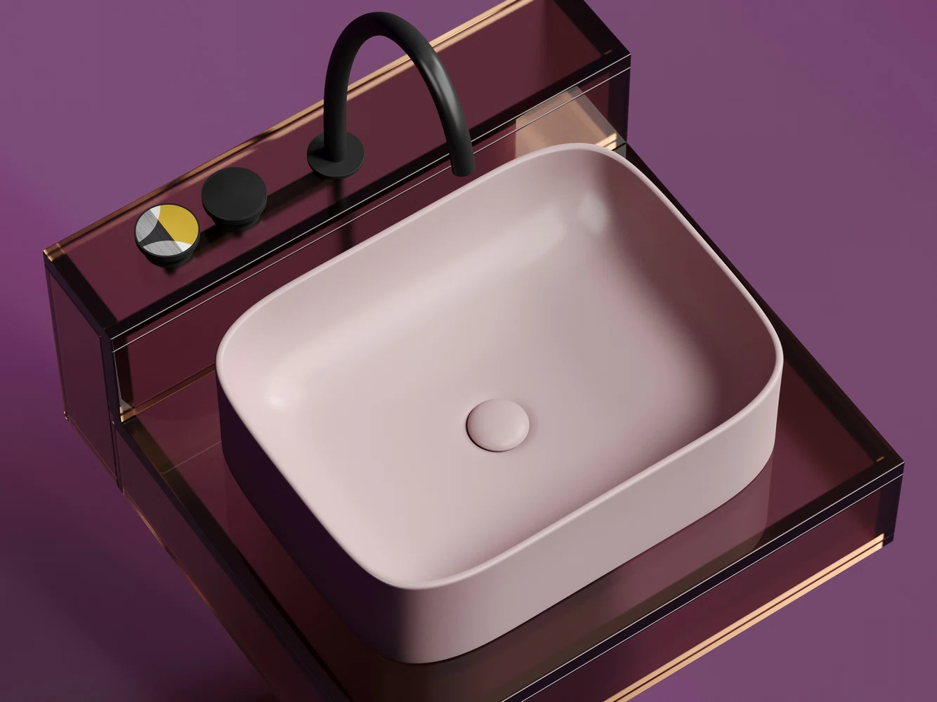 Изображение товара Раковина накладная прямоугольная Element 505x380x150 мм Розовый Матовый