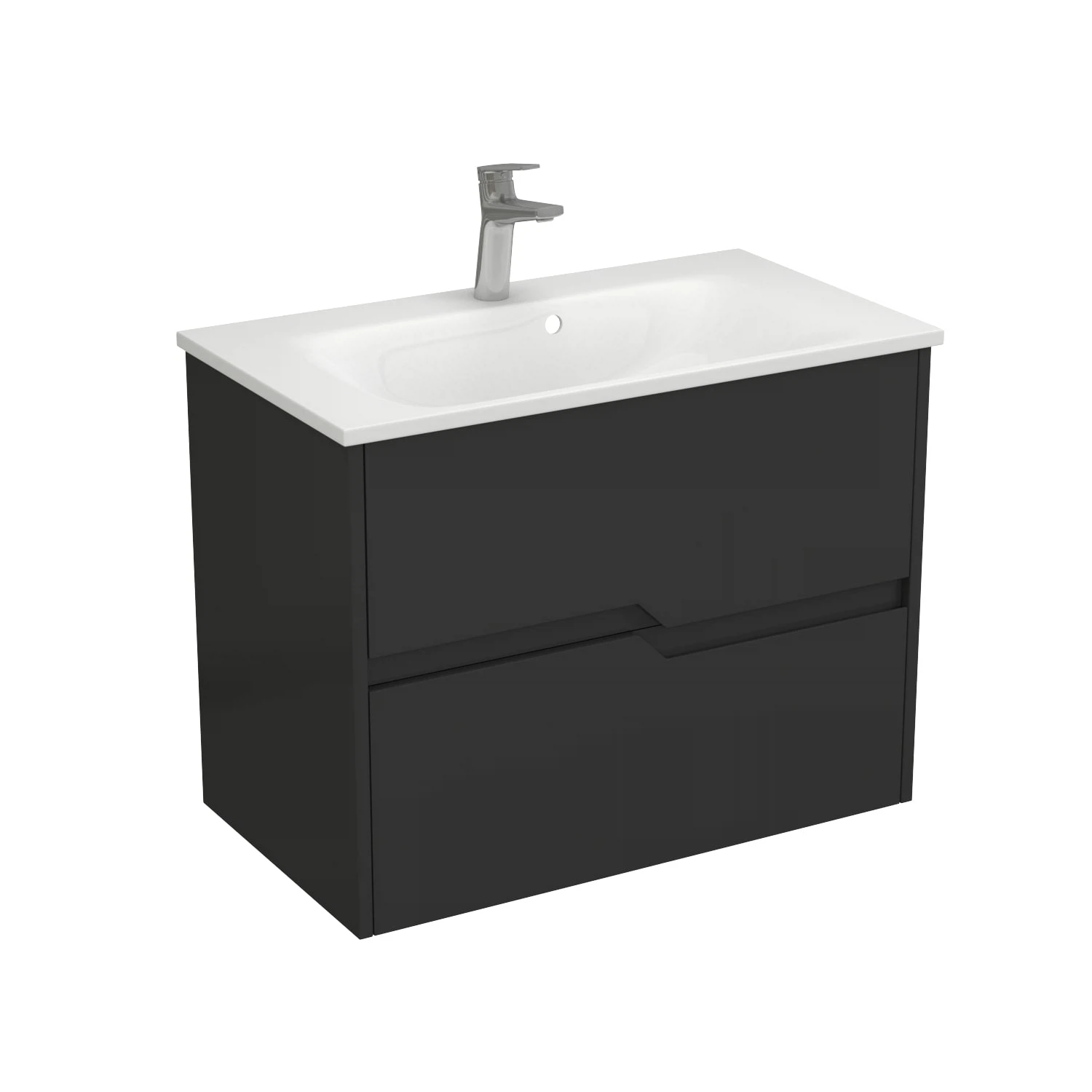 Изображение товара Подвесная тумба с раковиной Veneciana 80 черный матовый из ВЛДСП и МДФ