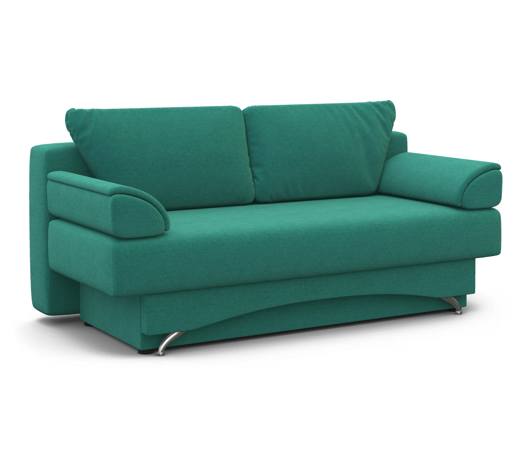 Изображение товара Диван-кровать Евро 130 велюровый бирюзовый, современный, с ящиком и механизмом Еврокнижка