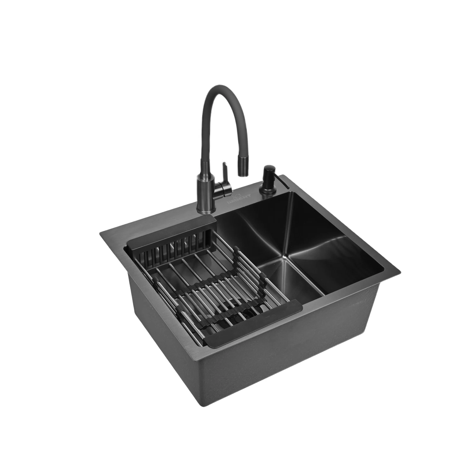 Изображение товара Нержавеющая кухонная мойка WISENT WS35044B графит, врезная, 500х440 мм