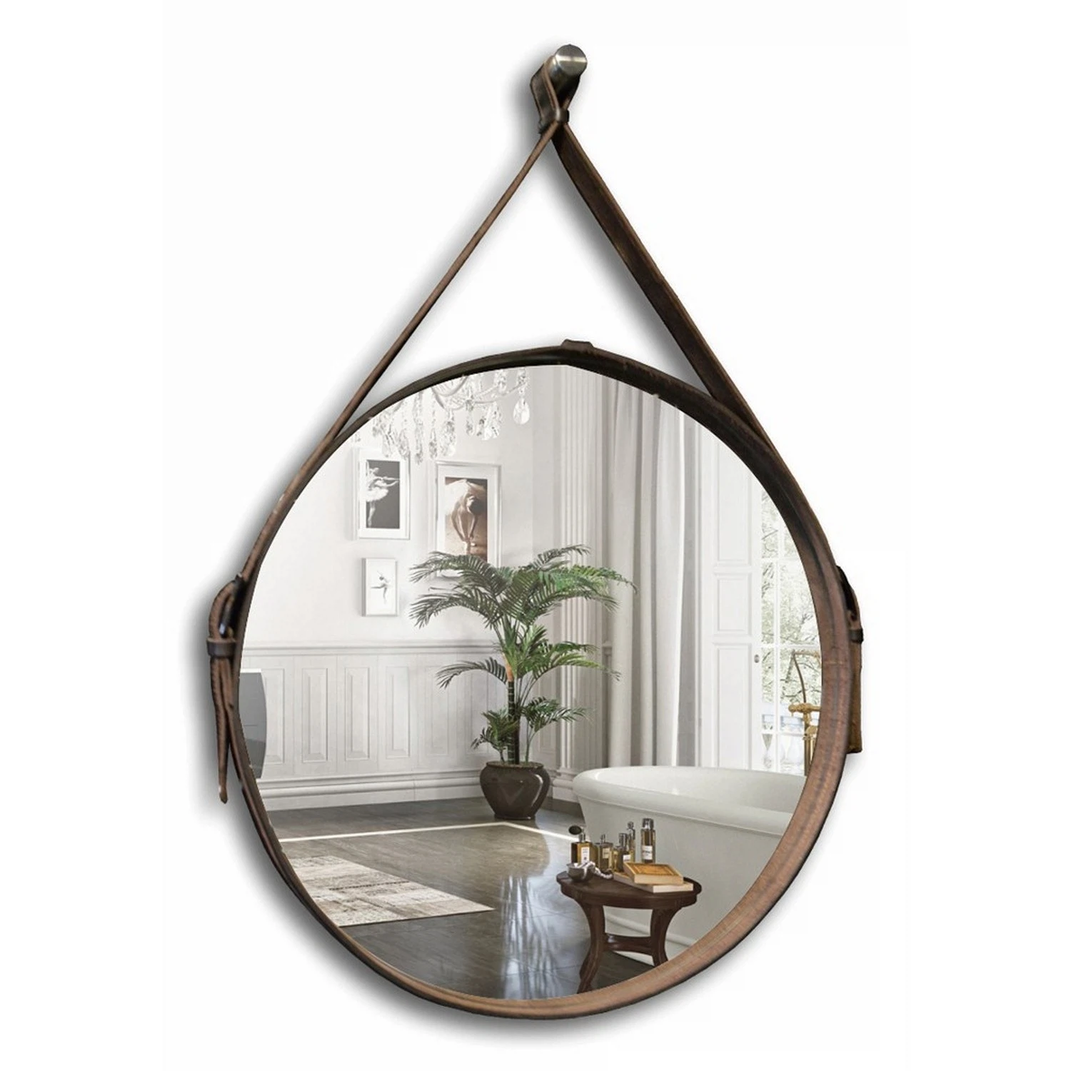 Изображение товара Зеркало MIXLINE Капитан D510 натуральная кожа для ванной комнаты