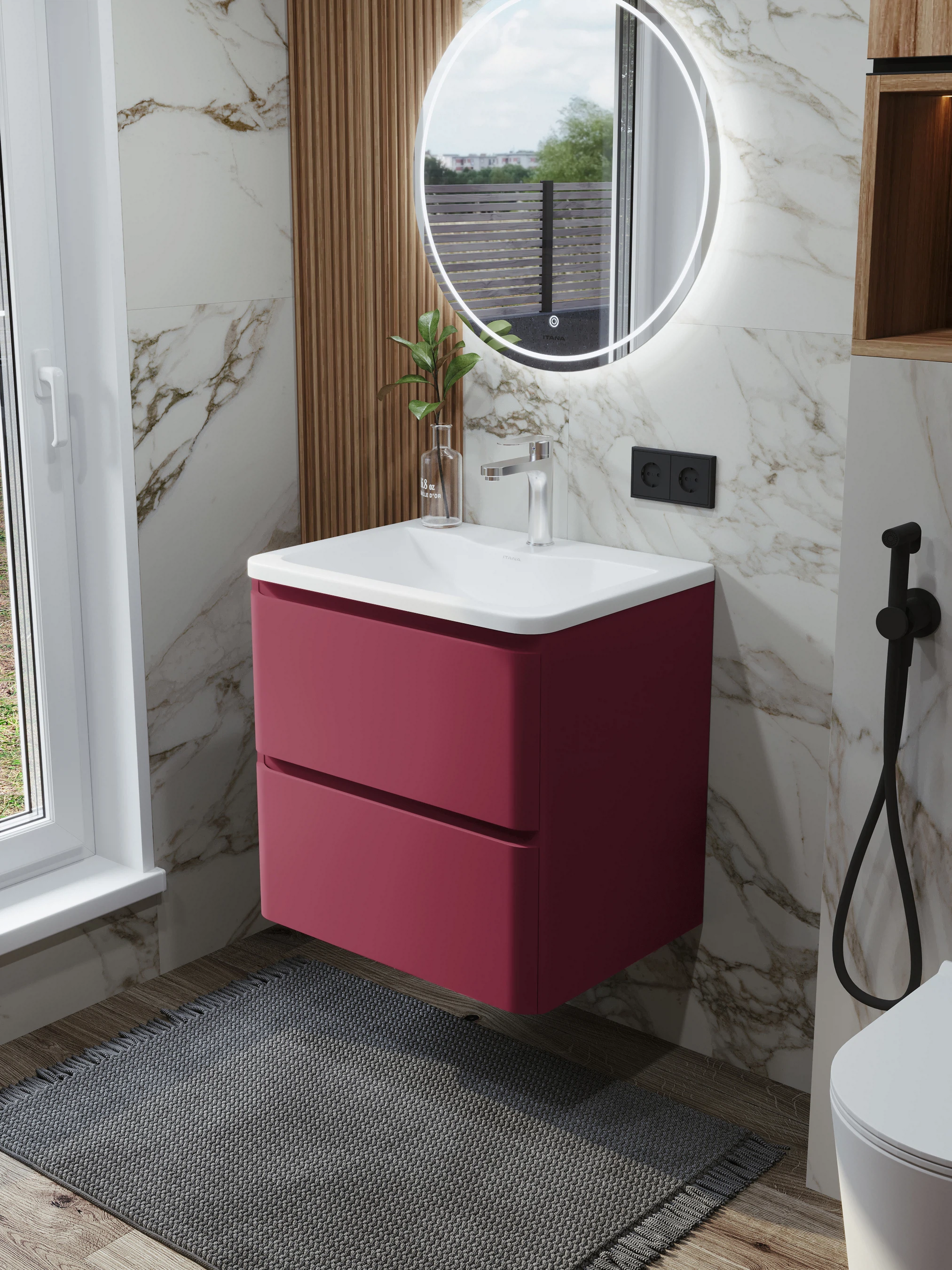 Изображение товара Тумба с раковиной подвесная Итана Roberto 60 RAL 4002