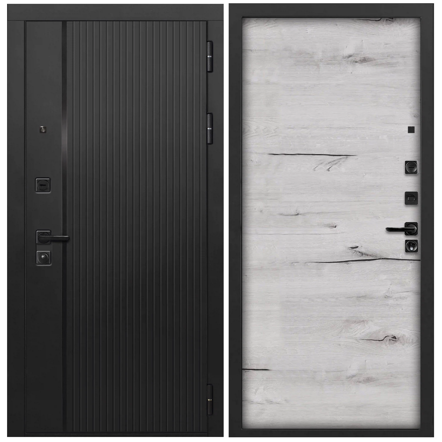 Изображение товара Дверь L-45 960*2050 левая черн.кварц & фрез.вертик./черный Канадский дуб Арктик