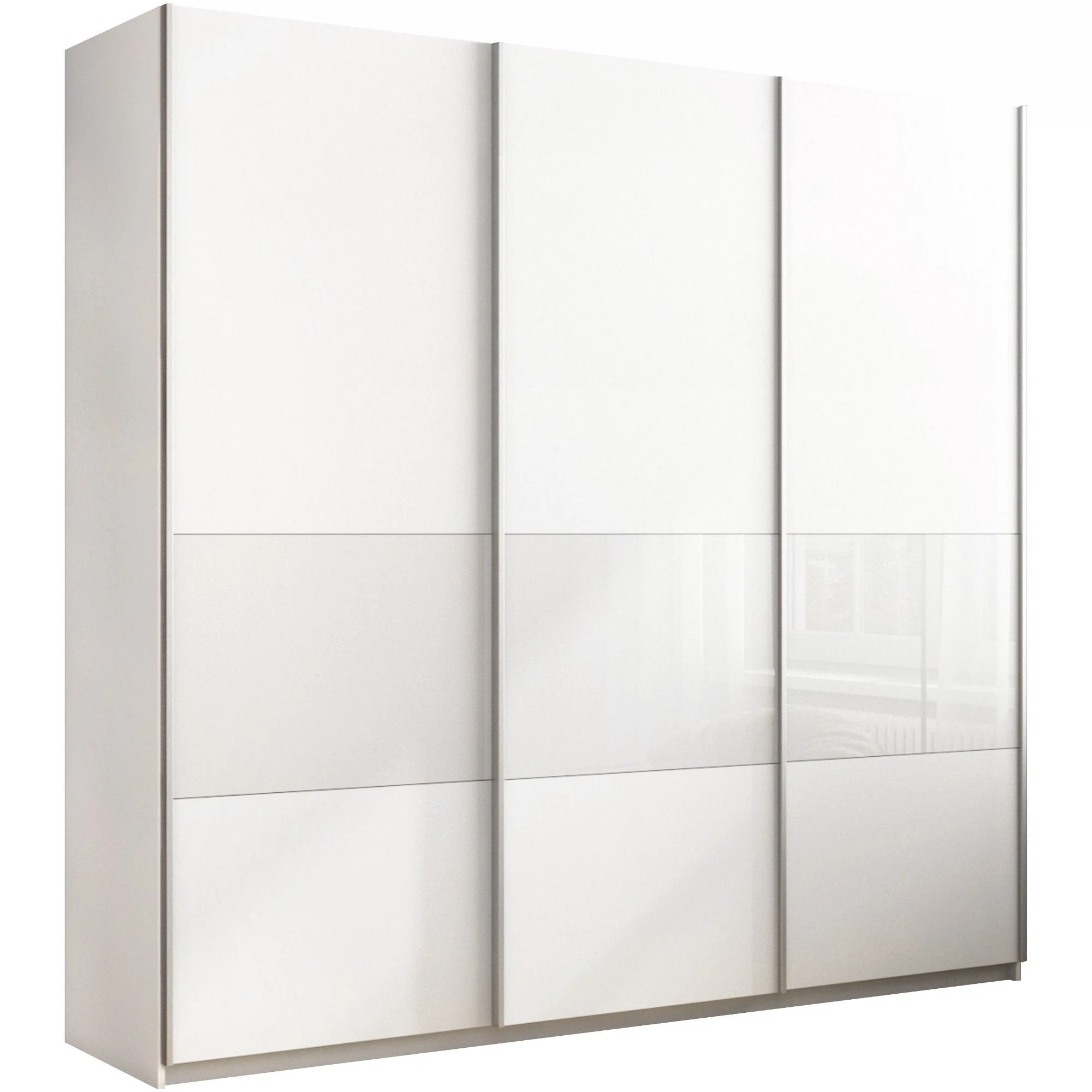 Изображение товара Трехдверный шкаф-купе Прайм 240х57х230 см с стеклом и доводчиком, белый