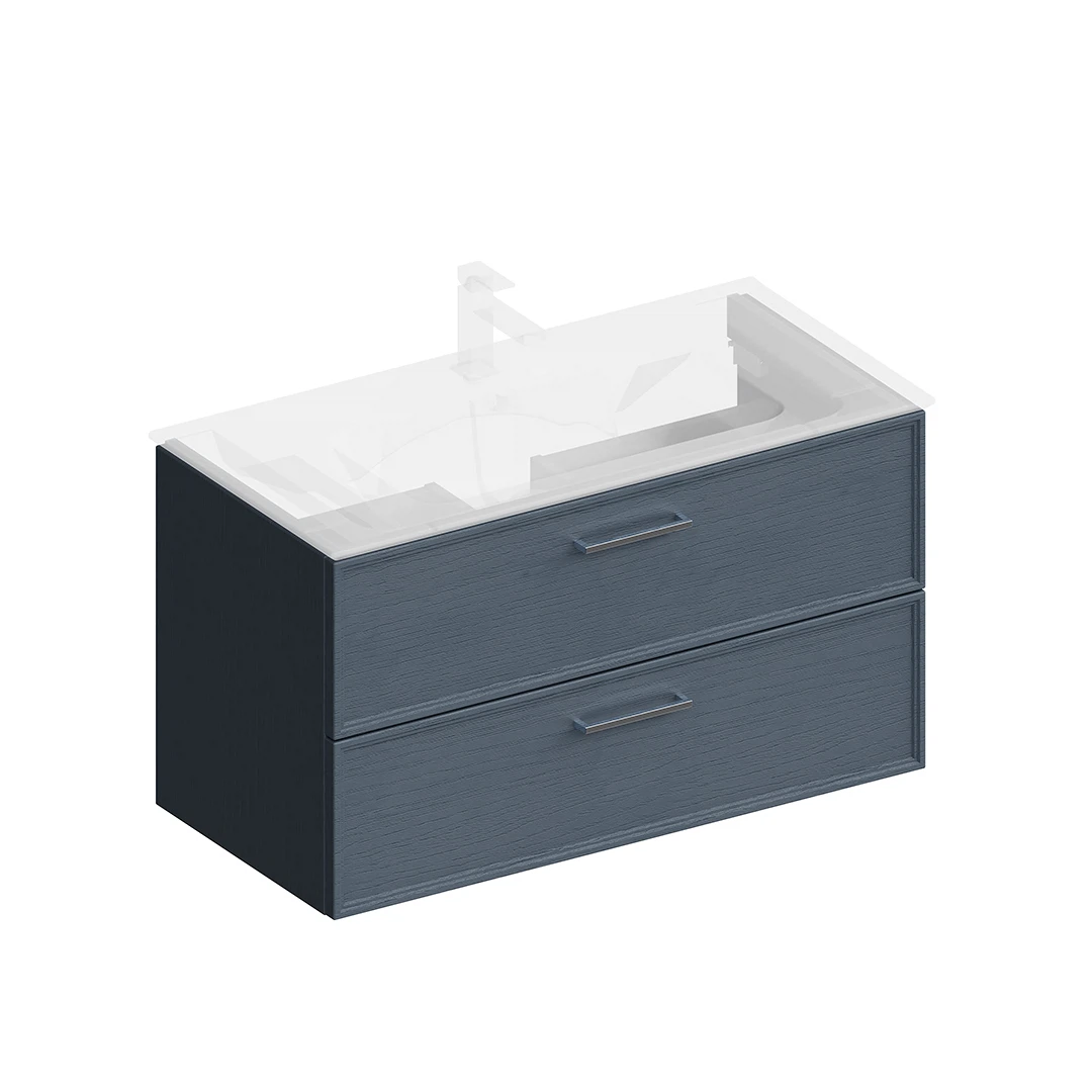 Изображение товара Тумба Пиано Классик подвесная 95 см, 2 ящика, ясень синий матовый Kerama Marazzi арт. PIA.CL.95\BLU.M