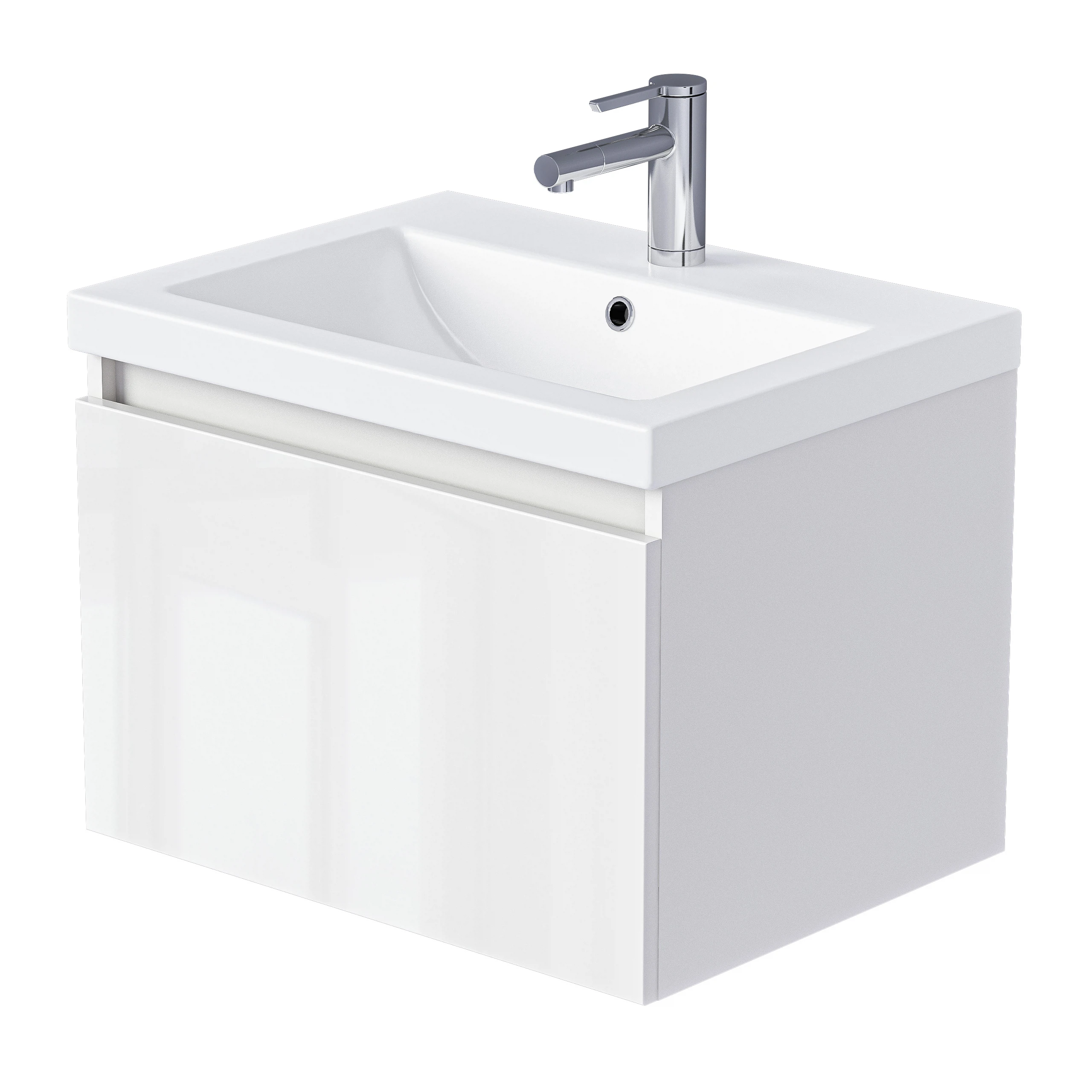 Изображение товара Тумба Aris mini 70П (700х440х450) 1я белая аляска/белый глянец раковина