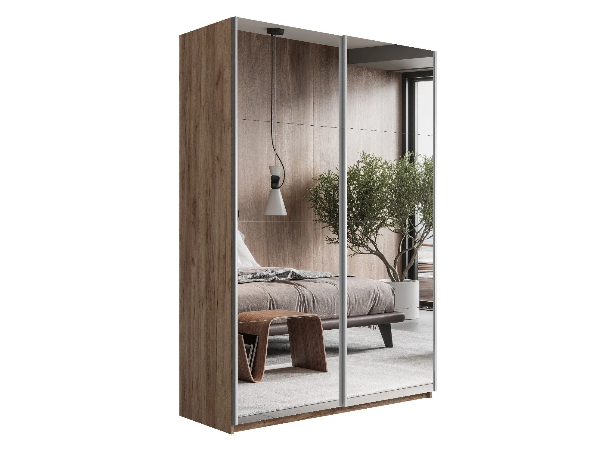 Изображение товара Шкаф-купе Прайм 2-х дверный с зеркалами 140х57х230 см