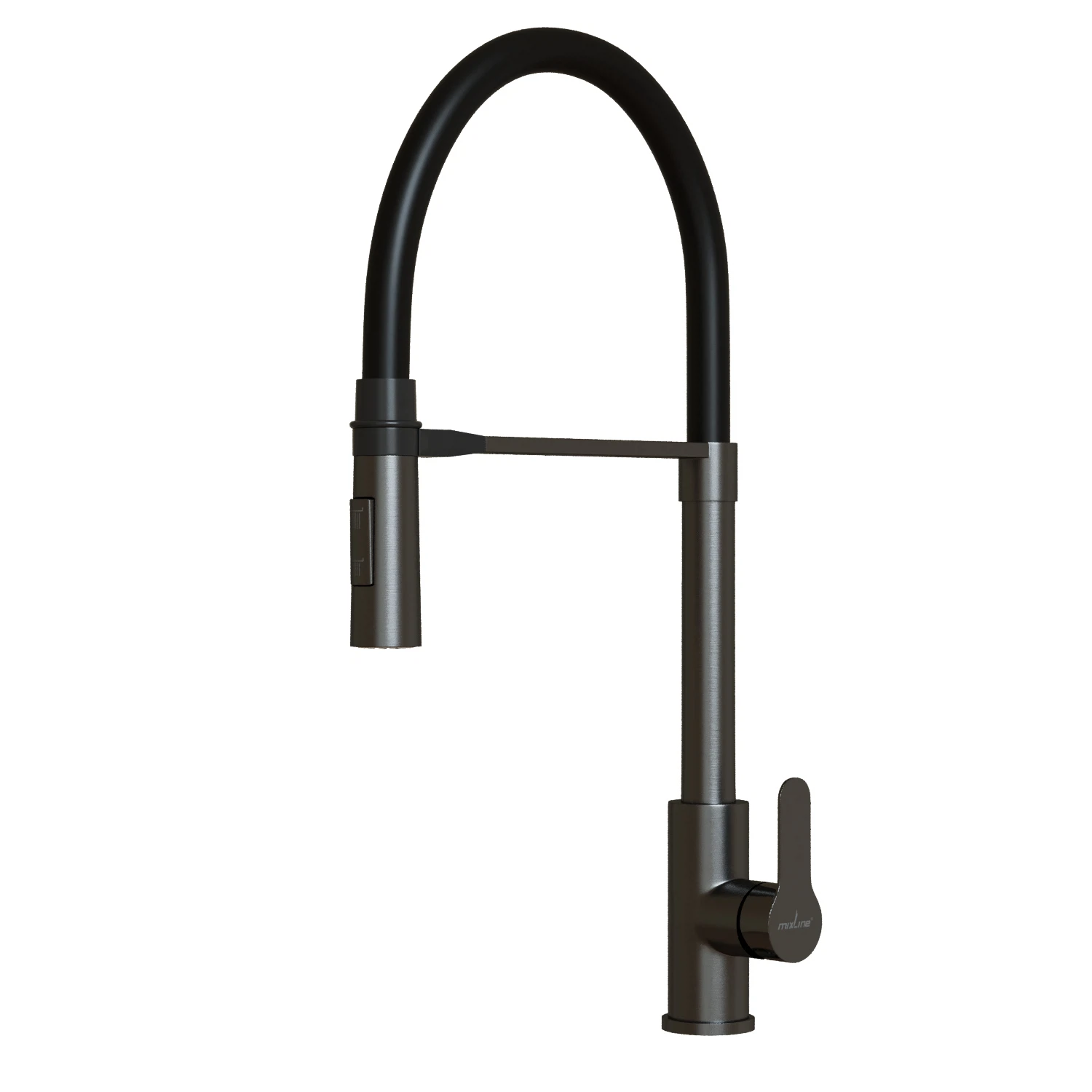 Изображение товара Смеситель для кухни 35k MIXLINE MLSS-0402BL черный гибкий излив магнит, п/гайку ЧЕРНЫЙ ГРАФИТ