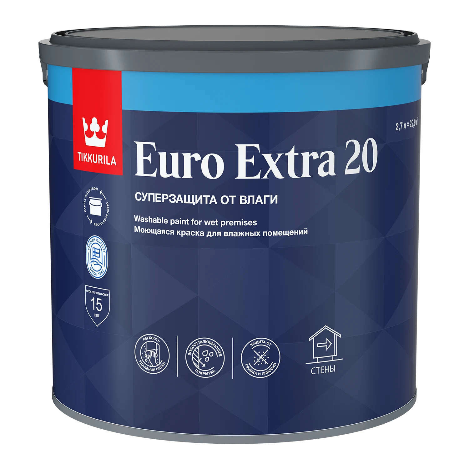 Изображение товара Краска декоративная Tikkurila EURO EXTRA 2.7л матовая для влажных помещений