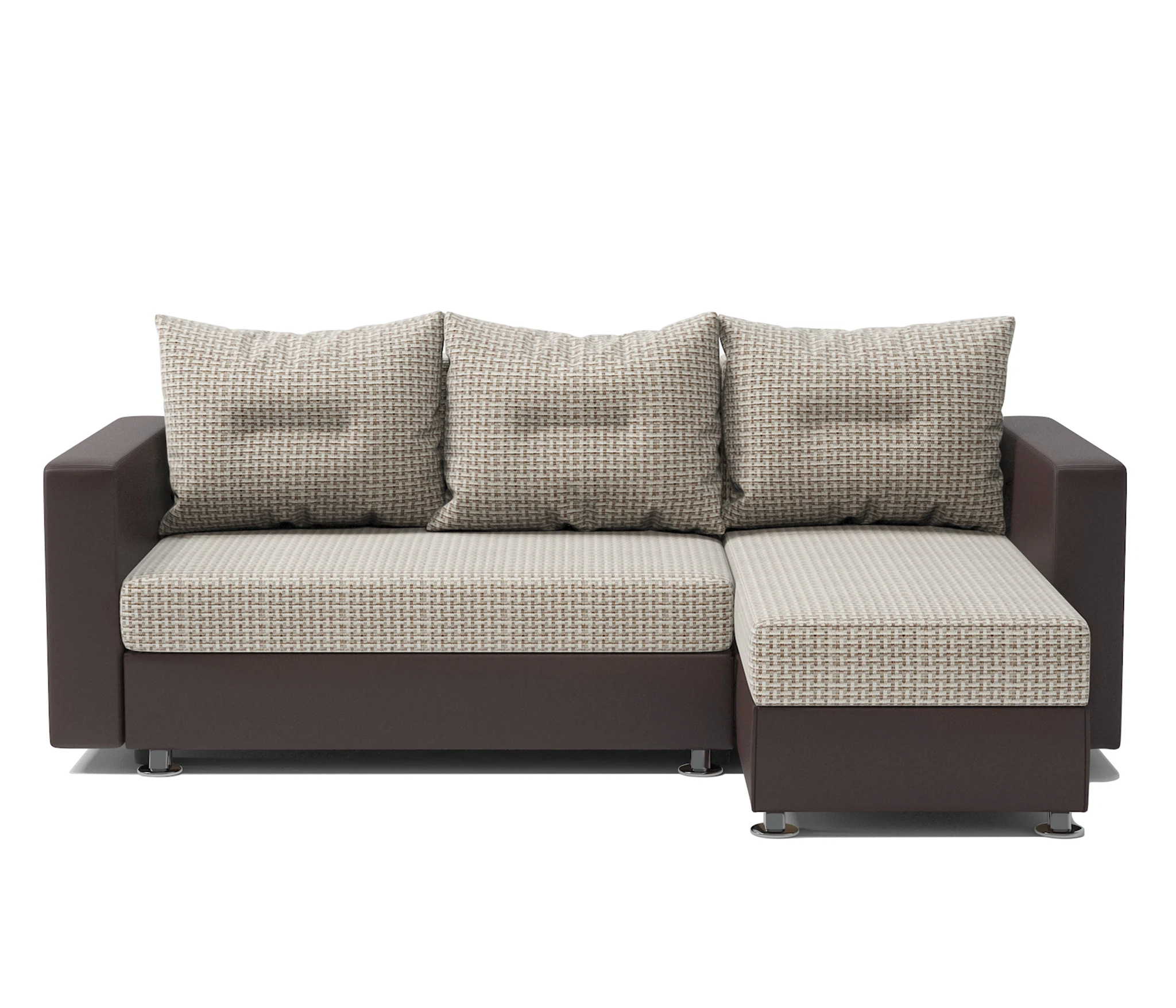 Изображение товара Угловой диван Ария правый Корфу беж и экокожа шоколад