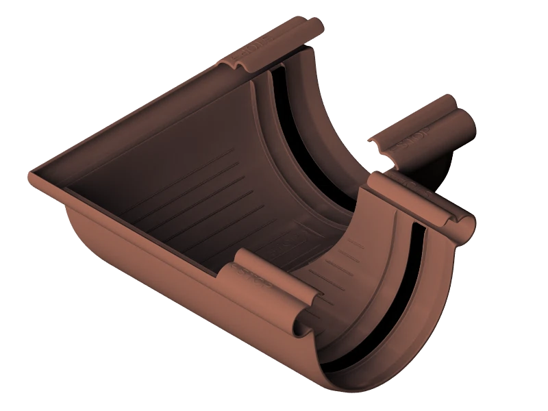 Изображение товара Угол желоба 90 коричневый из ПВХ для водосточной системы Альта-Профиль