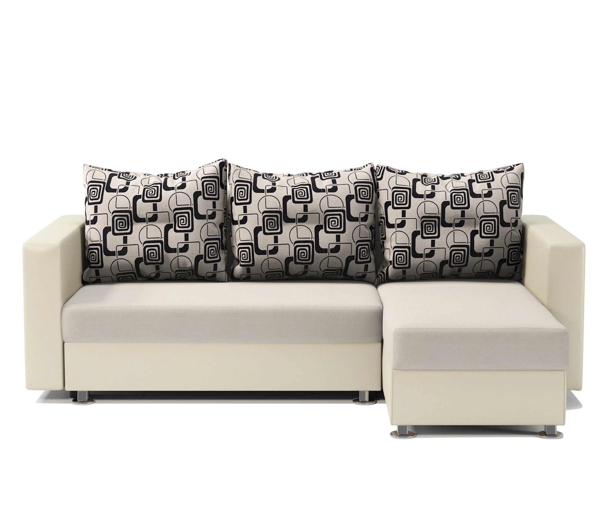 Изображение товара Угловой диван Ария правый из экокожи бежевого цвета с ящиком для белья