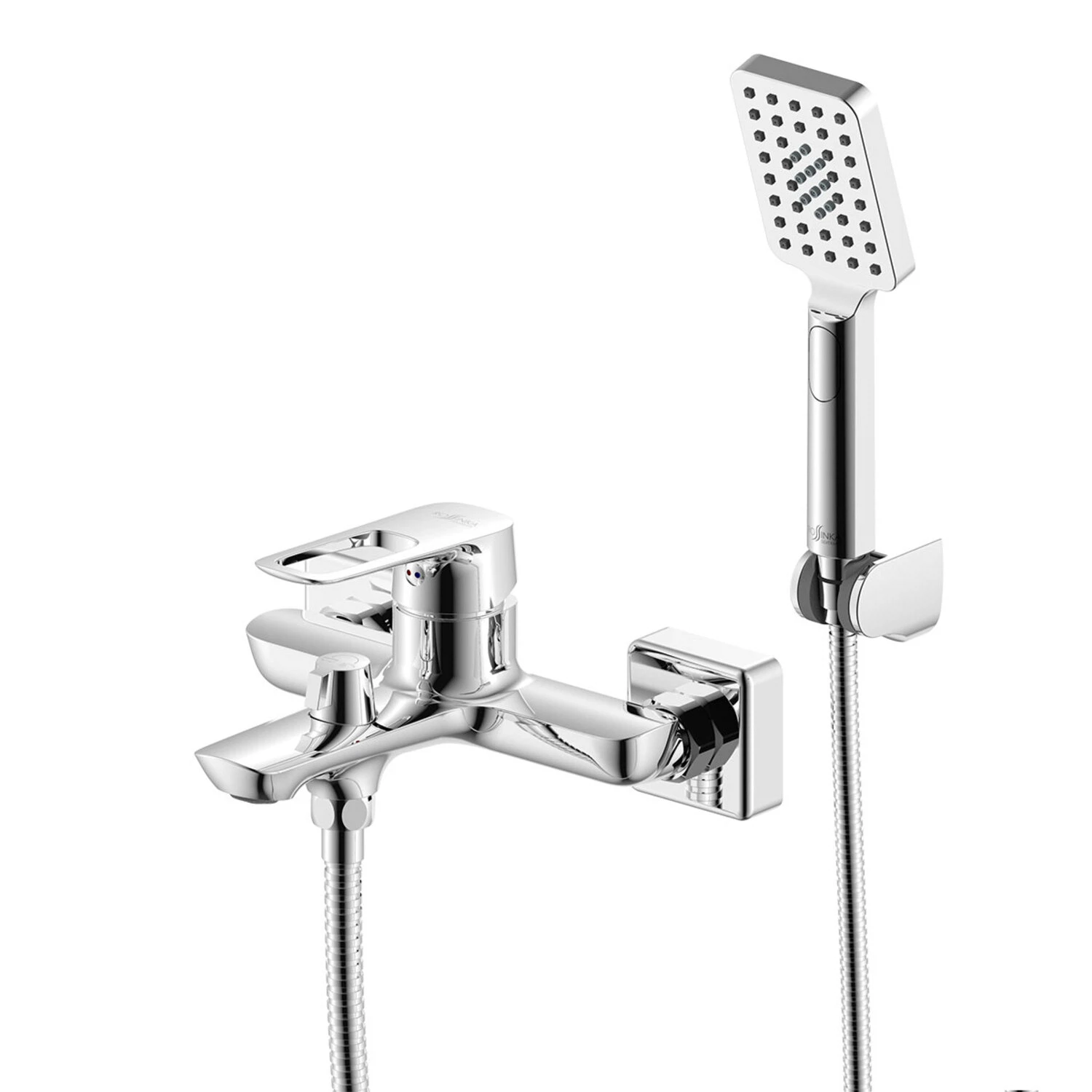 Изображение товара Рычажный смеситель с душевым набором для ванны Rossinka RS, короткий излив, RS46-30