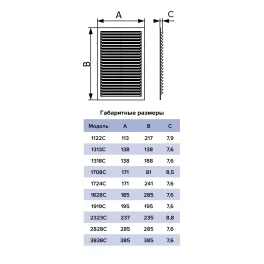 1122С  Решетка вентиляционная пластмас. 113*217