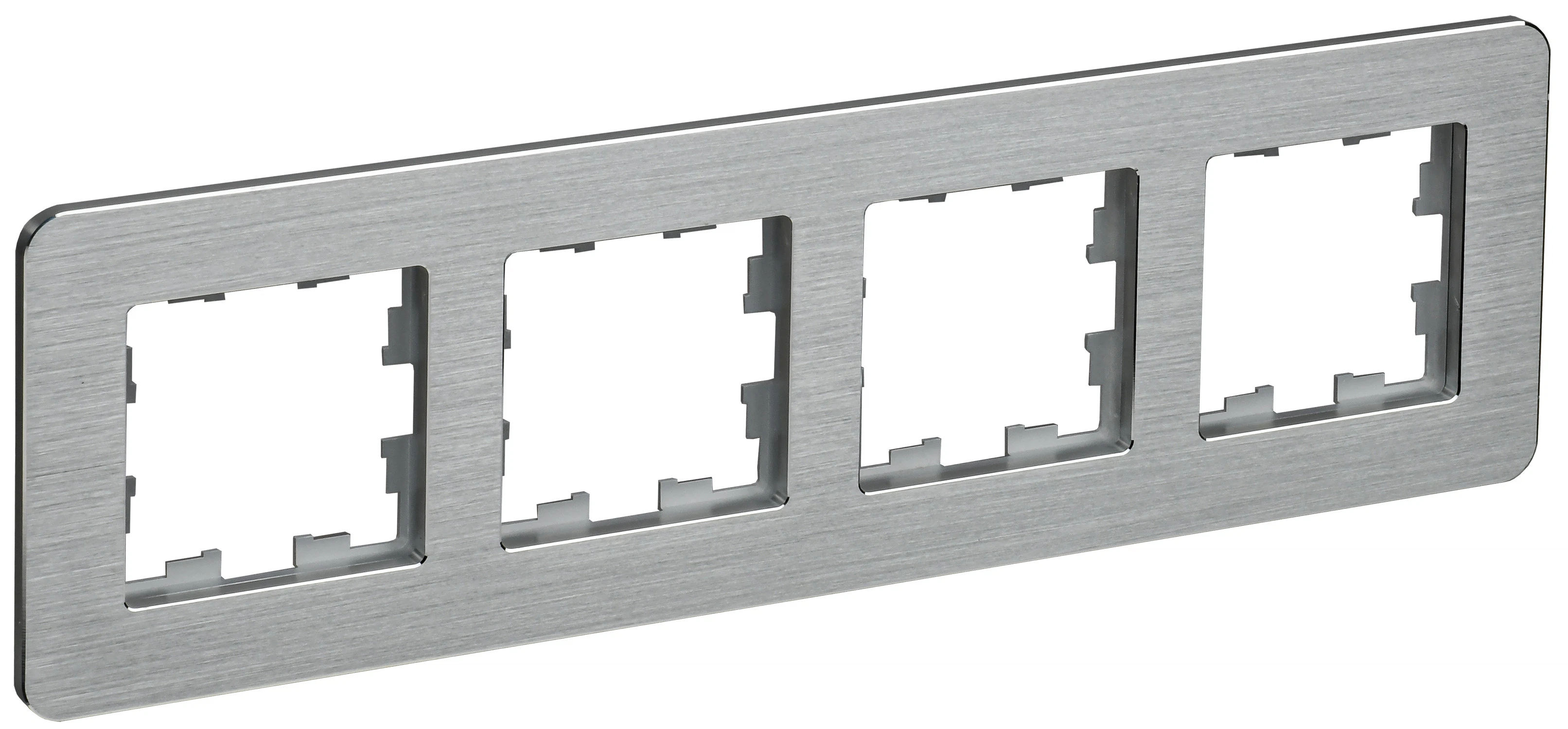 Изображение товара Рамка IEK BRITE DECOR /алюм метал. скругл.угол 4-м РУ-4-1-Бр RE AL.