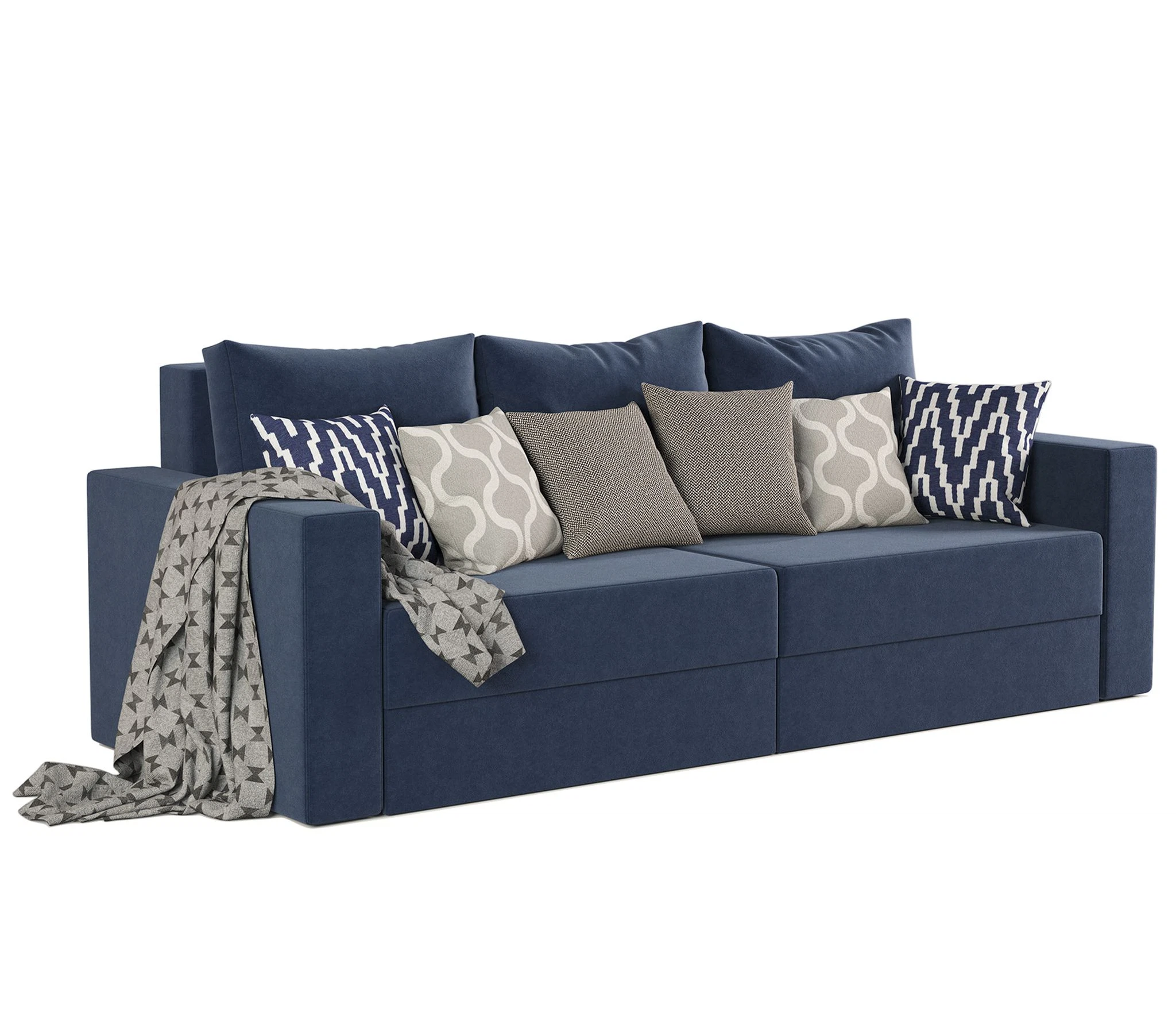 Изображение товара Диван прямой Мэдисон велюр Ультра миднайт с ящиками и еврокнижкой