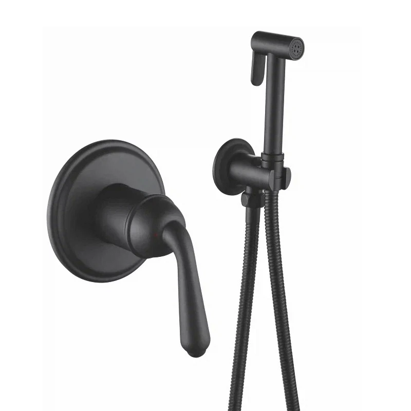 Изображение товара Гигиенический душ со смесителем Rose R0205H, черный