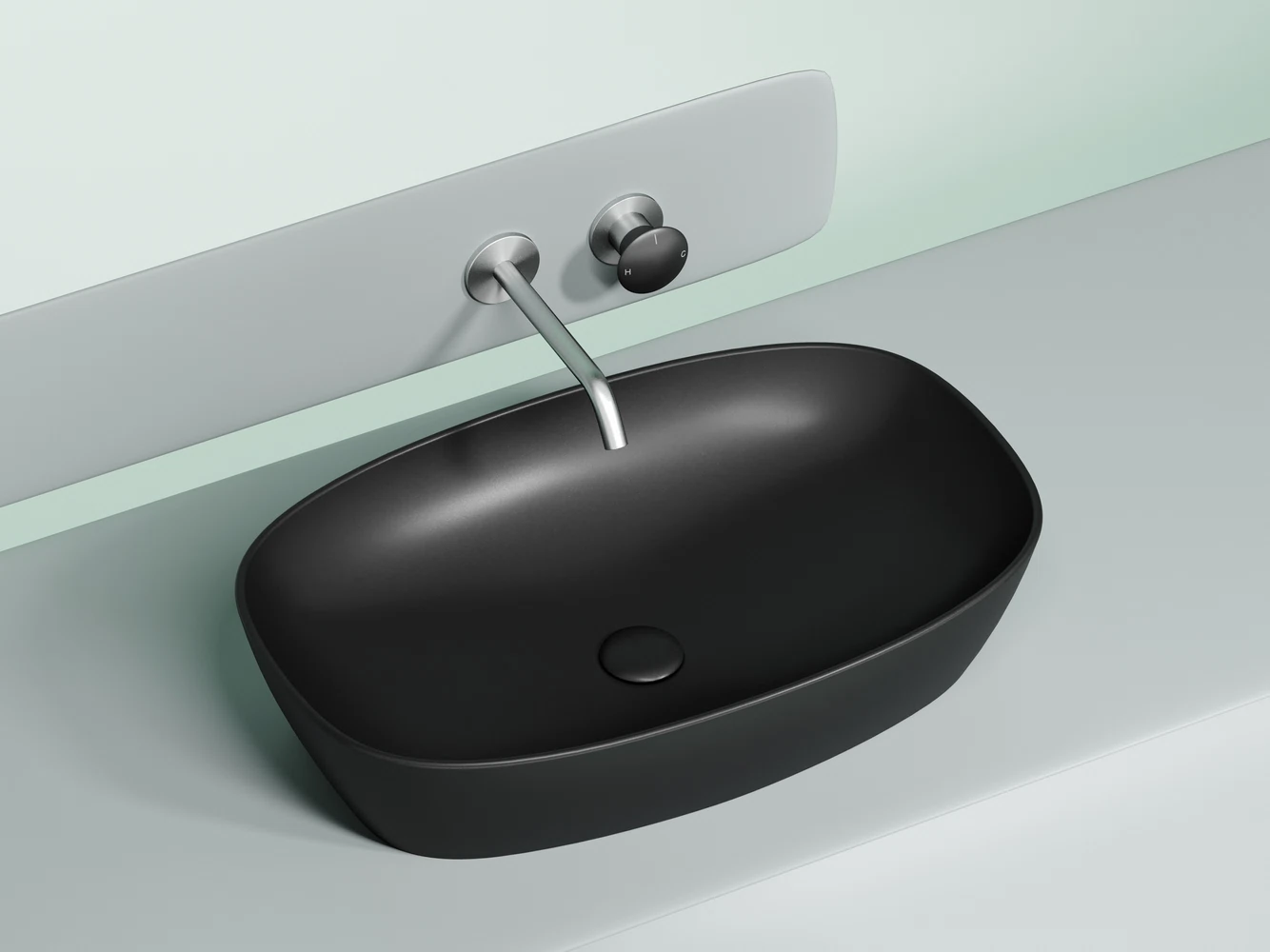 Изображение товара Умывальник чаша накладная овальная (цвет Черный Матовый) Element 600x380x138мм