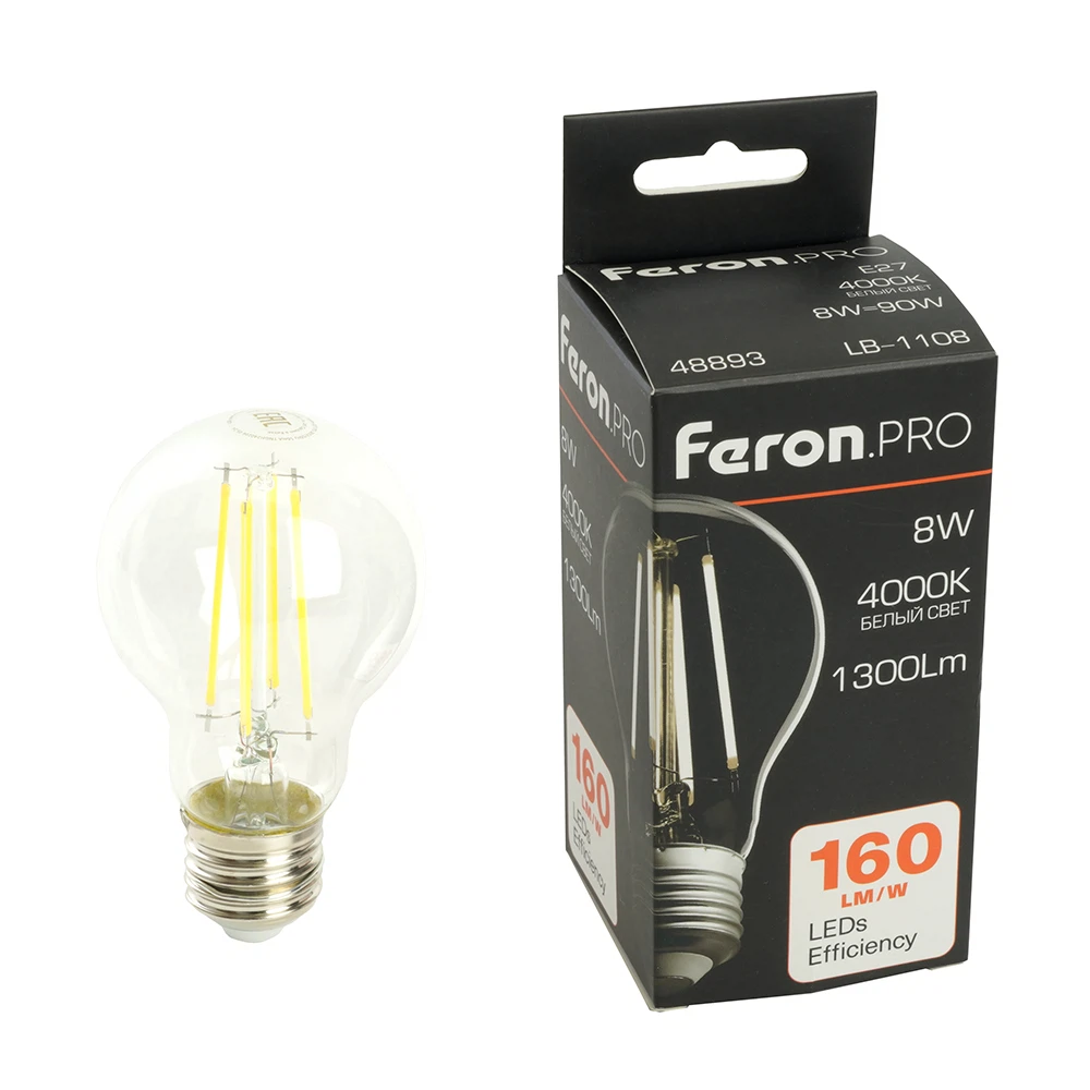 Изображение товара Лампа светодиодная Feron.PRO LB-1108 Шар E27 1300LM 8W 175-265V 4000K