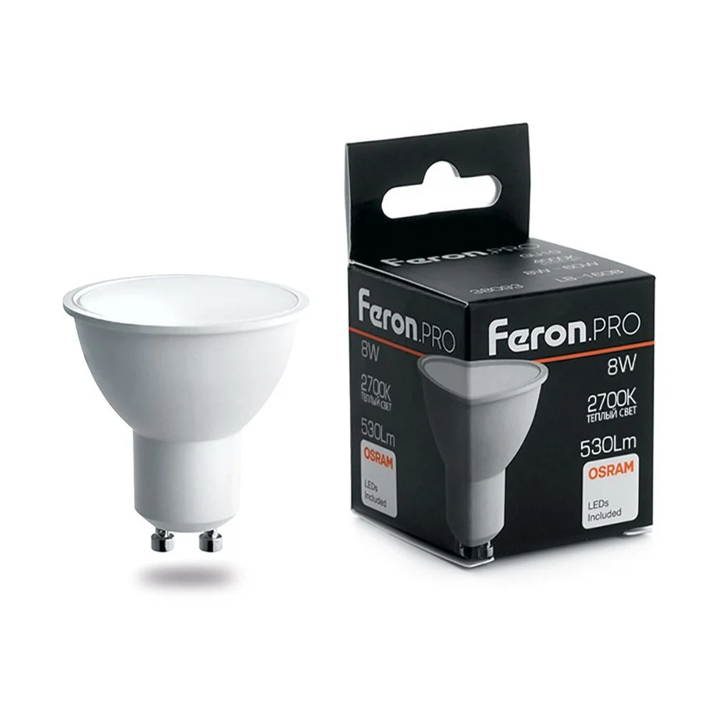 Изображение товара Лампа светодиодная Feron.PRO LB-1608 GU10 8W 175-265V 2700K Изображение товара Лампа светодиодная Feron.PRO LB-1608 GU10 8W 175-265V 2700K