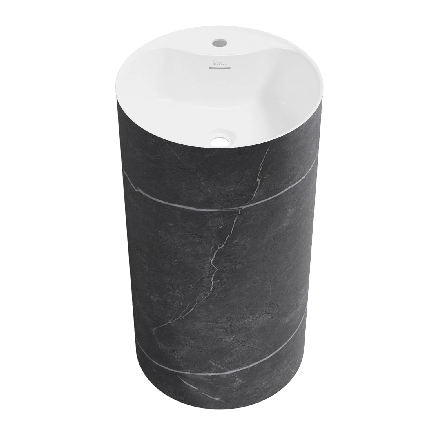 Изображение товара Напольная раковина для ванной Wellsee Chalice Perfection матовая черная 45х45х85 см