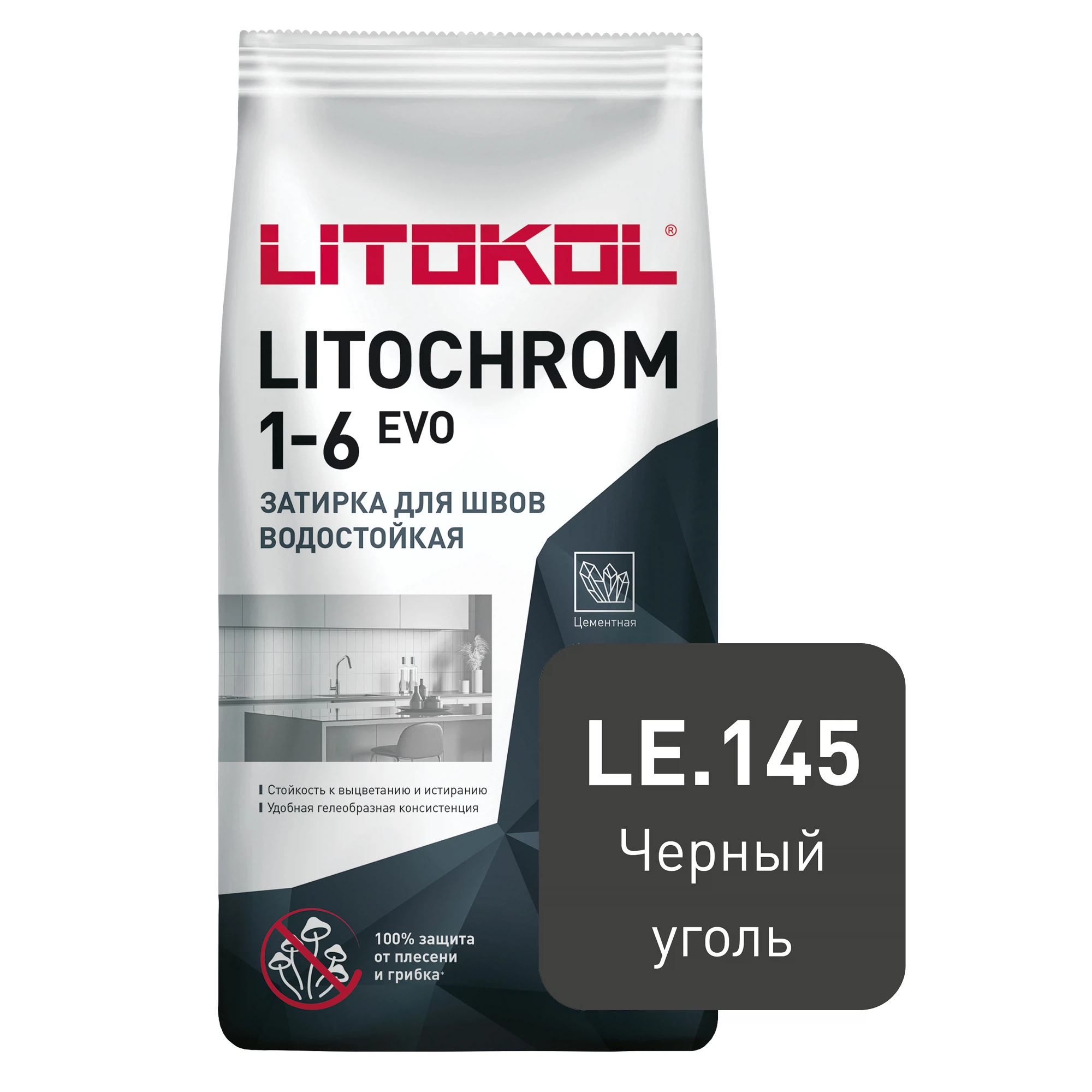 Изображение товара Цементная затирка LITOKOL LITOCHROM 1-6 EVO LE 145 5 кг черная