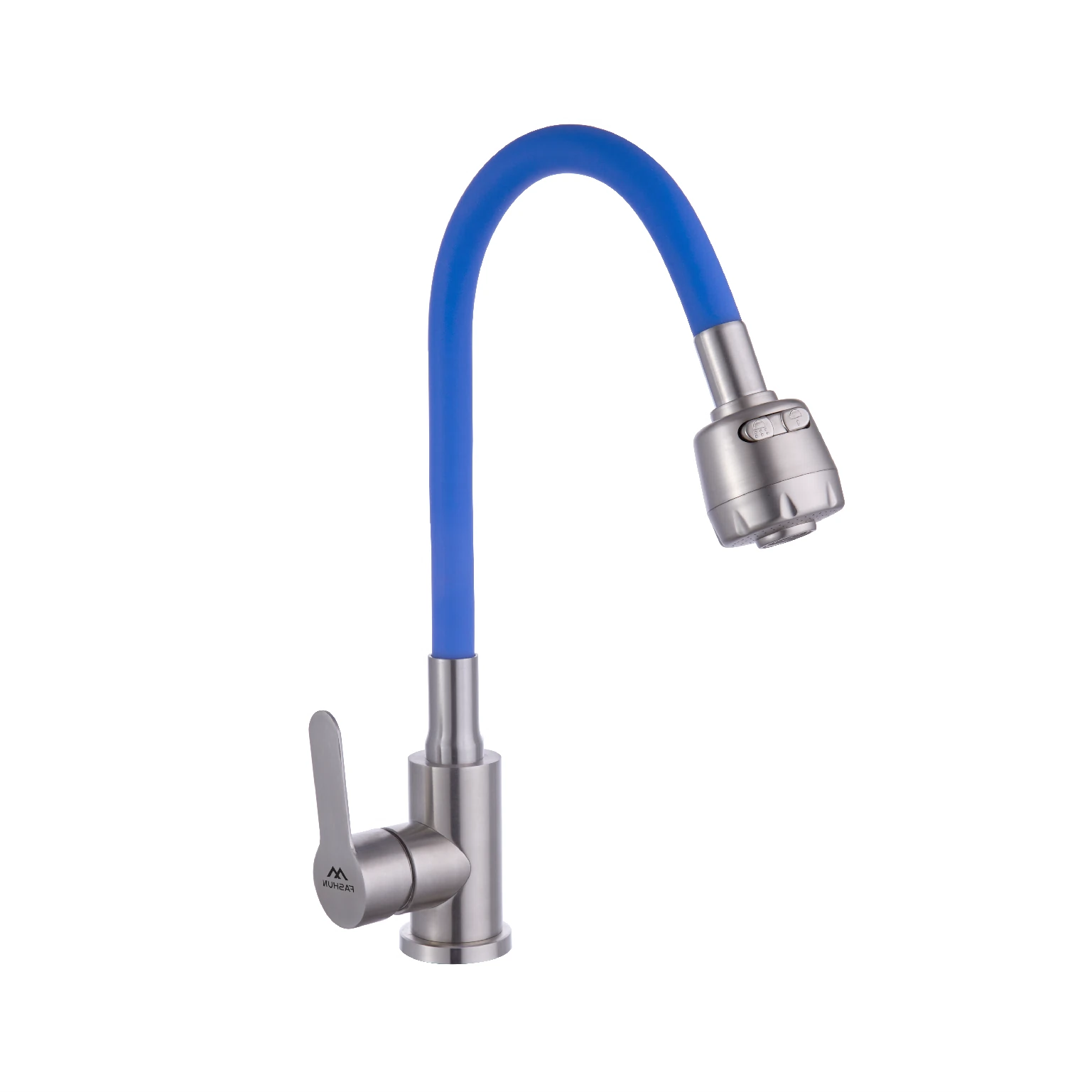 Изображение товара Смеситель для кухни с гибким изливом FASHUN A54101+N7341, сатин/синий