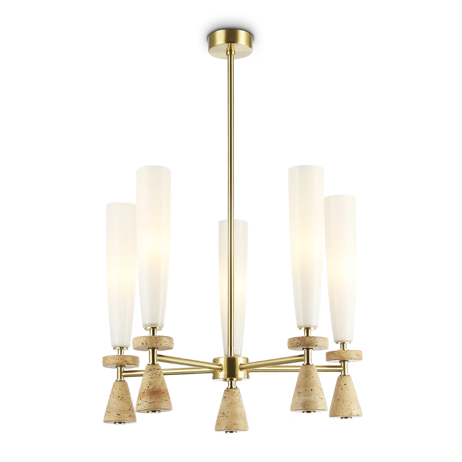 Изображение товара Ambrella light LH75371 люстра на штанге золотой 5 ламп G9 травертин