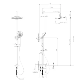 Душевая стойка Tokito Rain черная, TOK-RAI-1015BL