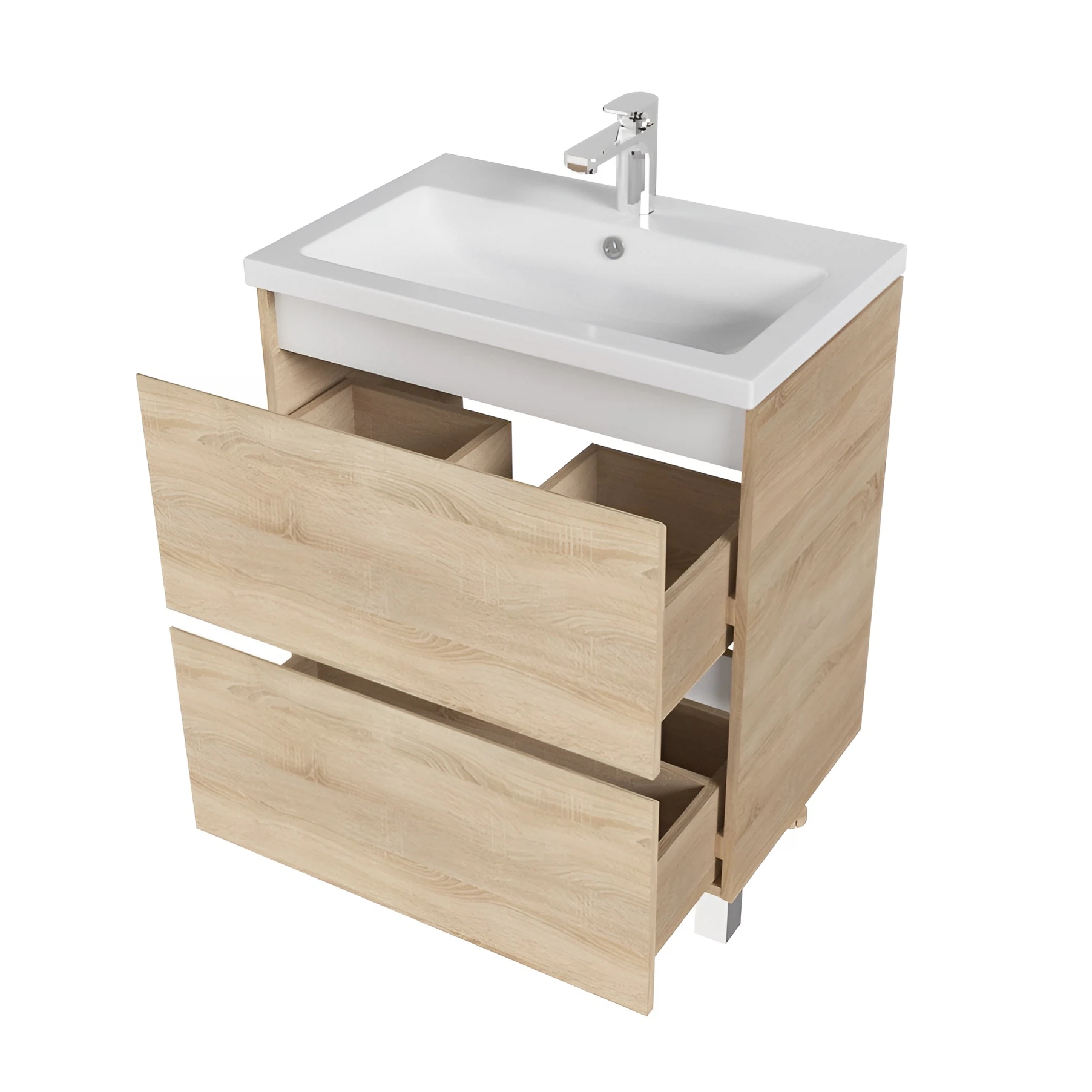 Изображение товара Тумба под раковину в ванную 1Marka New Aris 70, стильная мебель из ЛДСП, цвет Дуб Сонома