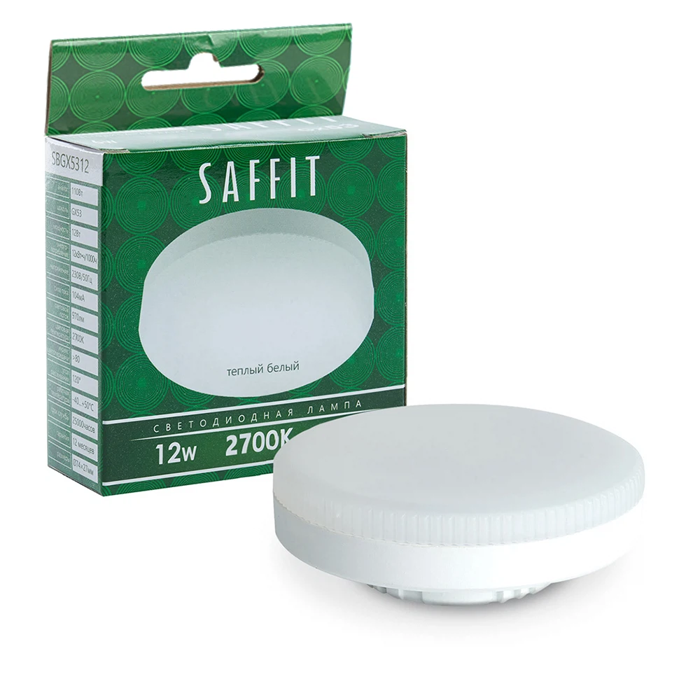 Изображение товара Светодиодная лампа SAFFIT GX53 12W тёплый свет 2700K для дома и офиса Изображение товара Светодиодная лампа SAFFIT GX53 12W тёплый свет 2700K для дома и офиса