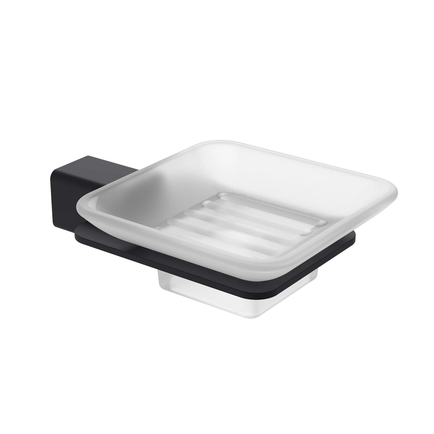 Изображение товара Мыльница стеклянная с держателем Raglo R301.02.06 черная квадратная