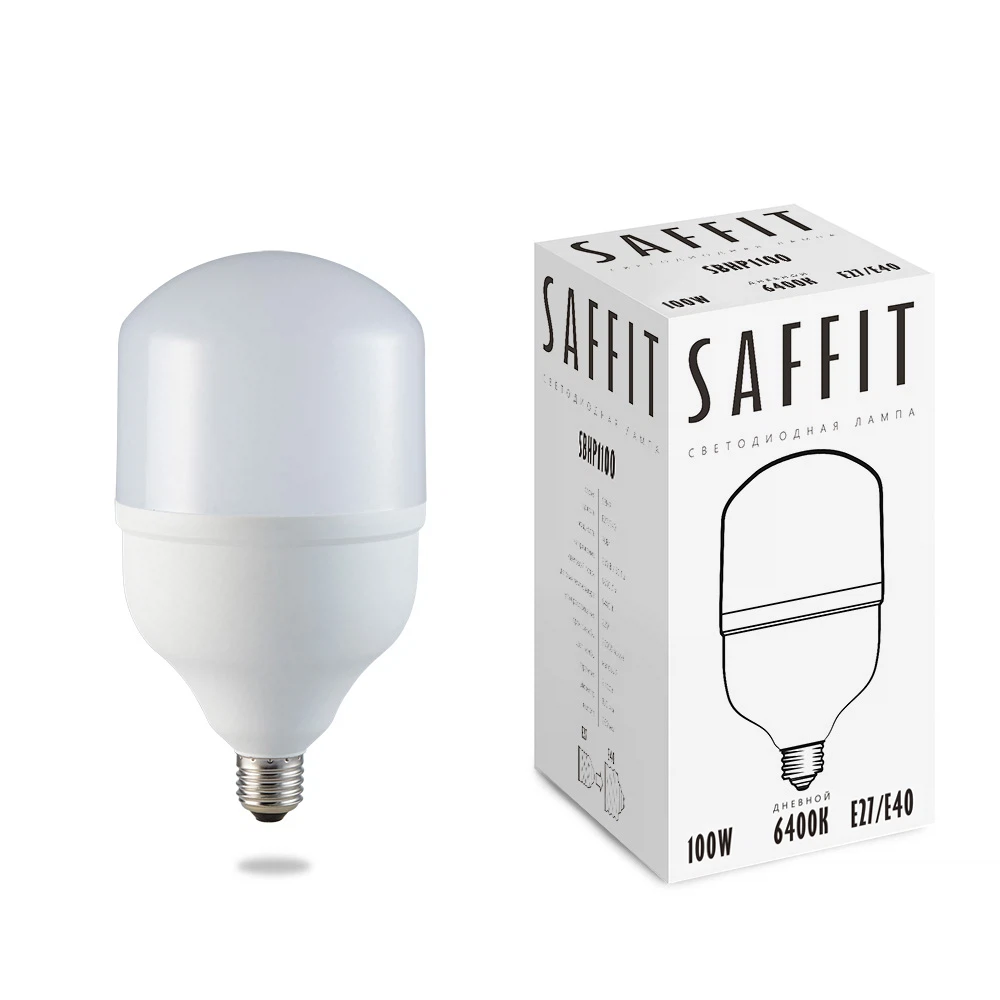 Изображение товара Светодиодная лампа SAFFIT 100W холодный свет E27-E40, гарантия 2 года