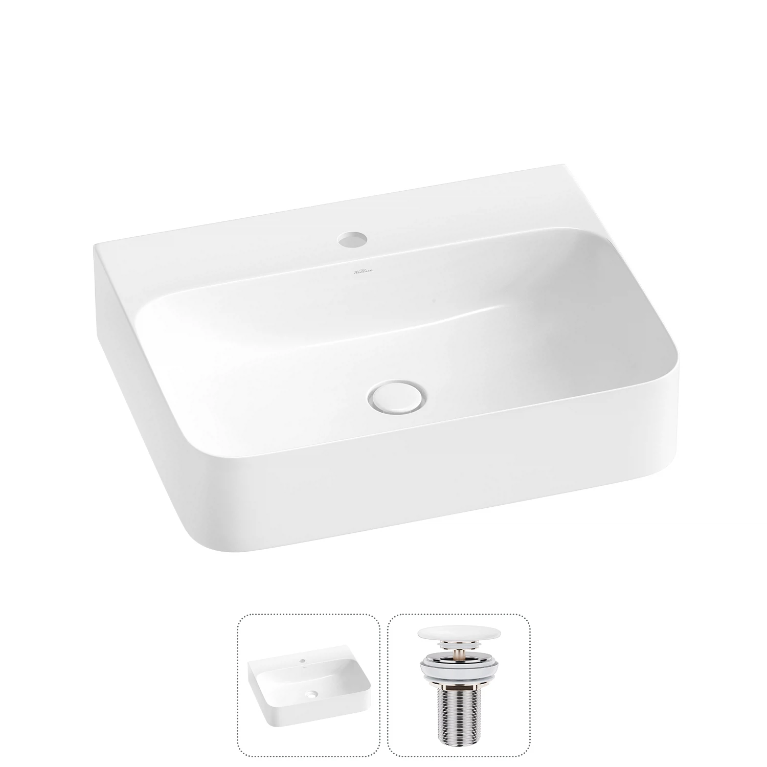 Изображение товара Настенная или накладная раковина Wellsee Clermont 60x47 см, белая глянцевая