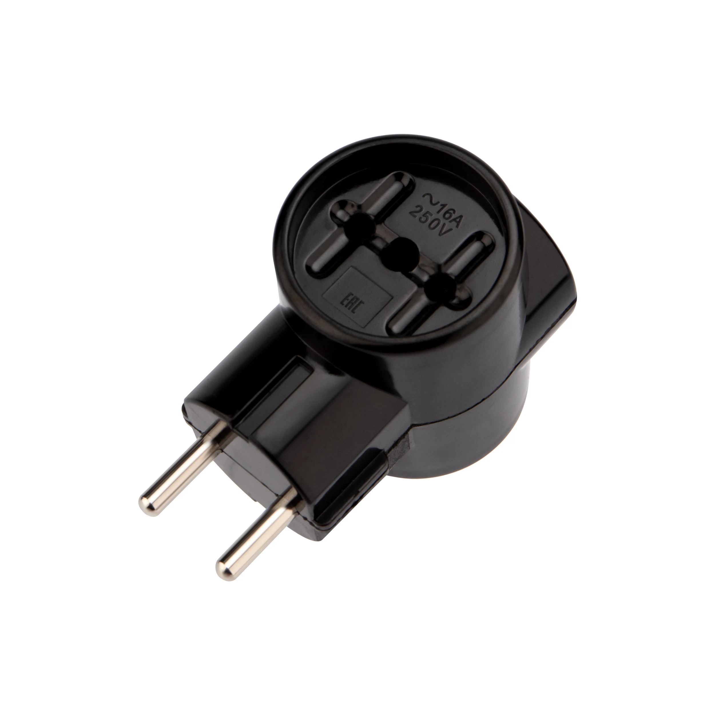 Изображение товара Тройник электрический РЕТРО 10А б/з черный (карболит) REXANT