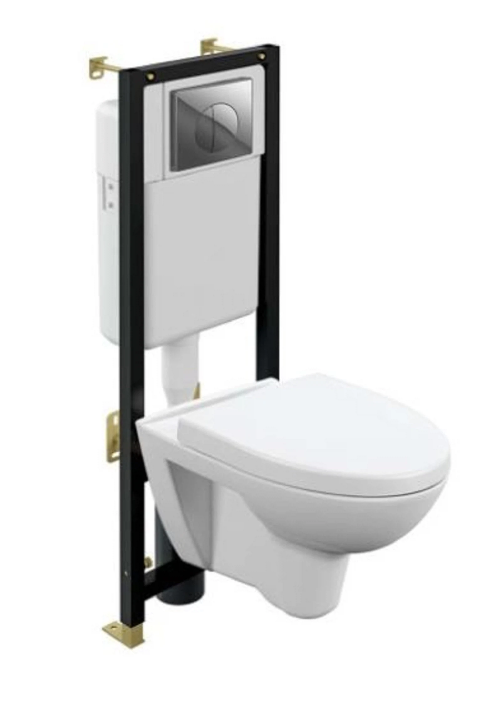 Изображение товара Комплект PARVA CO DPL EO инсталляция BLACK кнопка LEON пластик хром глянцевый