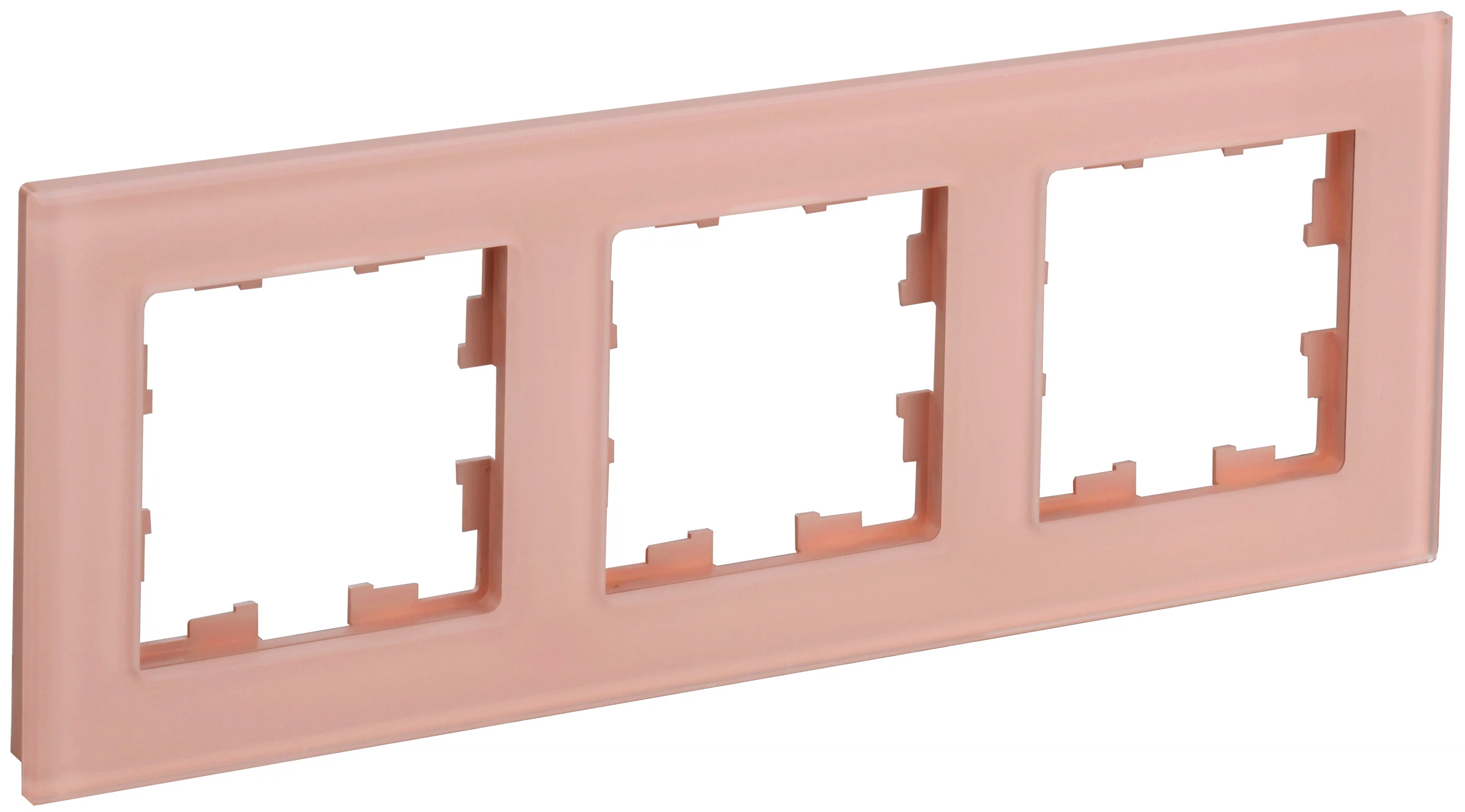 Изображение товара Рамка IEK BRITE DECOR Персик матовый стекло 3-мест. РУ-3-2-БрП.